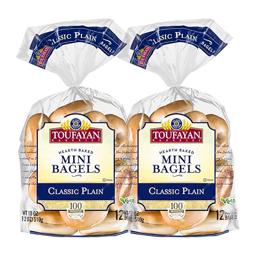 Toufayan - Mini bagels precortados en rodajas – Textura suave, perfecto para desayuno, aperitivos y loncheras – 2 paquetes (12 bagels en total)