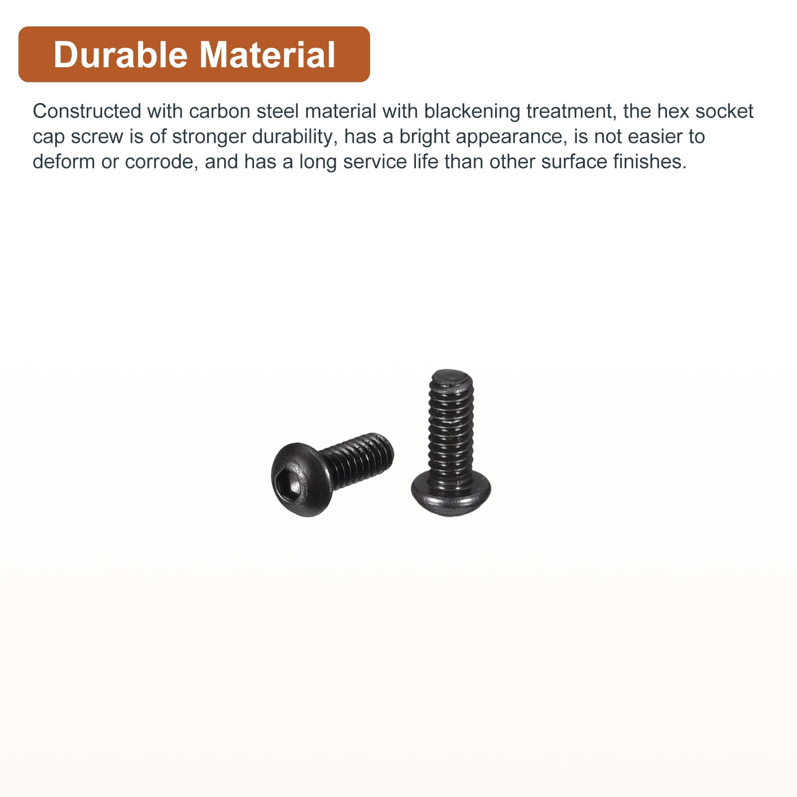 DTGN M2-0.4x6mm Button Head Socket Cap Screws - 100Pack - Good for Machine - Carbon Steel Black Oxide - Hex Drive Full Thread Fasteners - Image 3