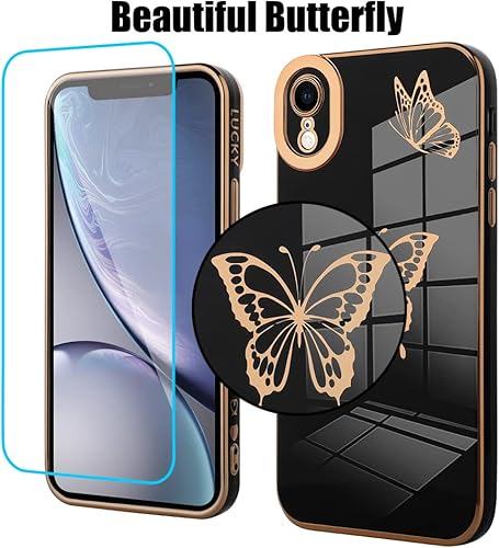 Miniatura 4 de BITOBE Funda diseñada para iPhone XR, mariposas con protector de pantalla para mujeres y niñas, diseño bonito chapado de lujo, cubierta de