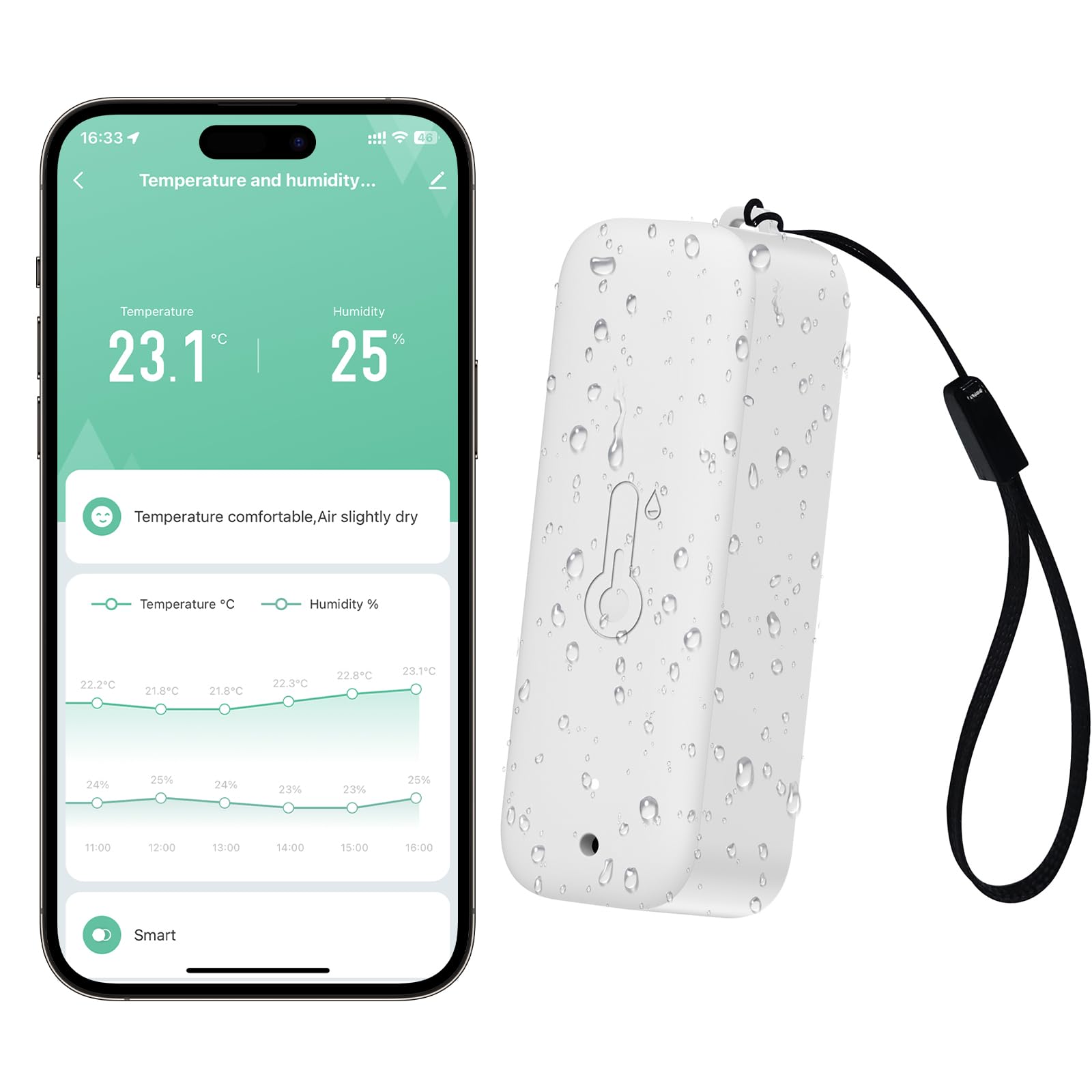 WIOONI WLAN Thermometer Hygrometer, WiFi Temperatursensor mit App, Tuya/Smart Life Kompatibel, Temperatur Feuchtigkeit Sensor für Gewächshaus, Kühlschrank, Babyzimmer, Keller
