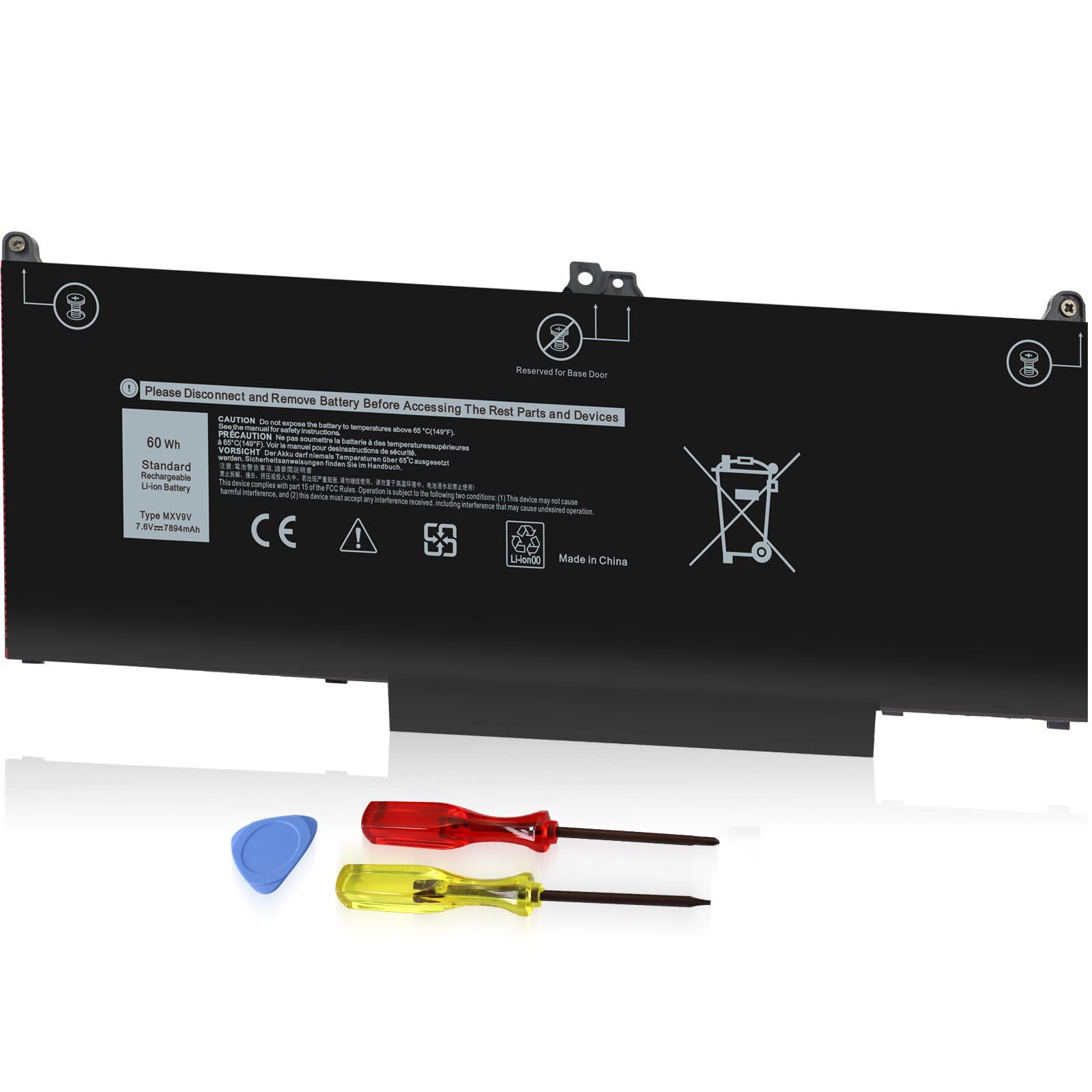 Emanjor 60Wh Type MXV9V 7.6V Laptop Battery for Dell Inspiron 7300 7306 2-in-1 Black Series, Latitude 7400 7300 E5300 E5310 5300 5310 2-in-1 P96G P97G P99G P100G P100G001 5VC2M 829MX 05VC2M 4-Cell