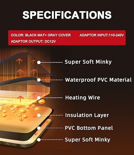 Miniatura 6 de uncn Almohadilla térmica para perros y gatos, activada por presión, de 18 x 22 pulgadas, paquete de calor para mascotas, alfombrilla eléctrica