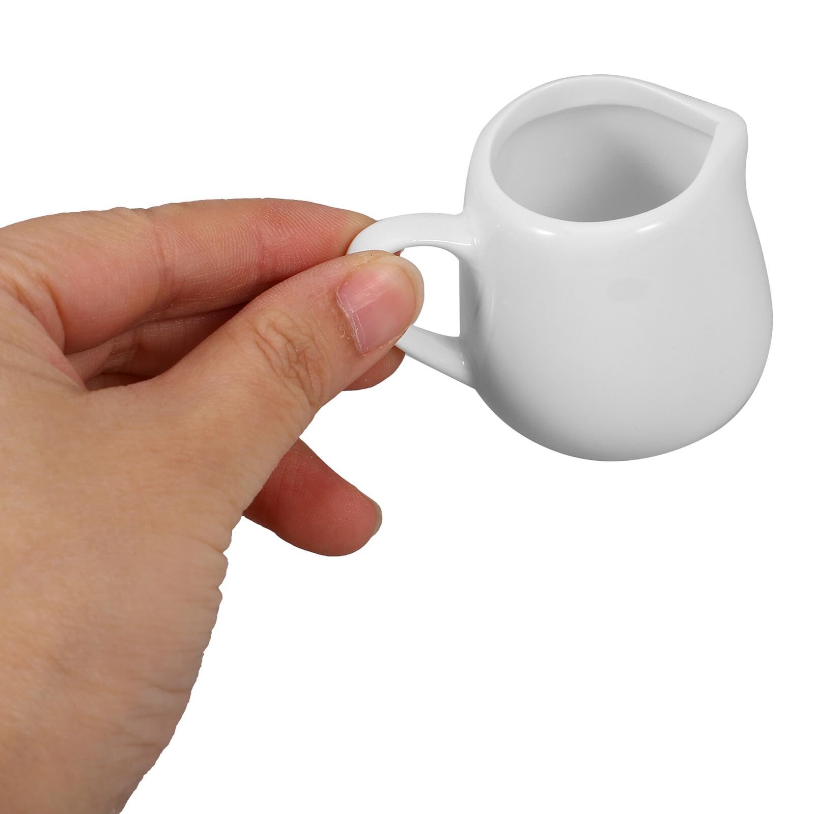 6 Stück Weiße Keramik Milchkännchen 50 Ml Kleine Soßenkännchen mit Griff für Frühstücksbar Elegant Hygienisch Vielseitig zum Servieren von Soßen