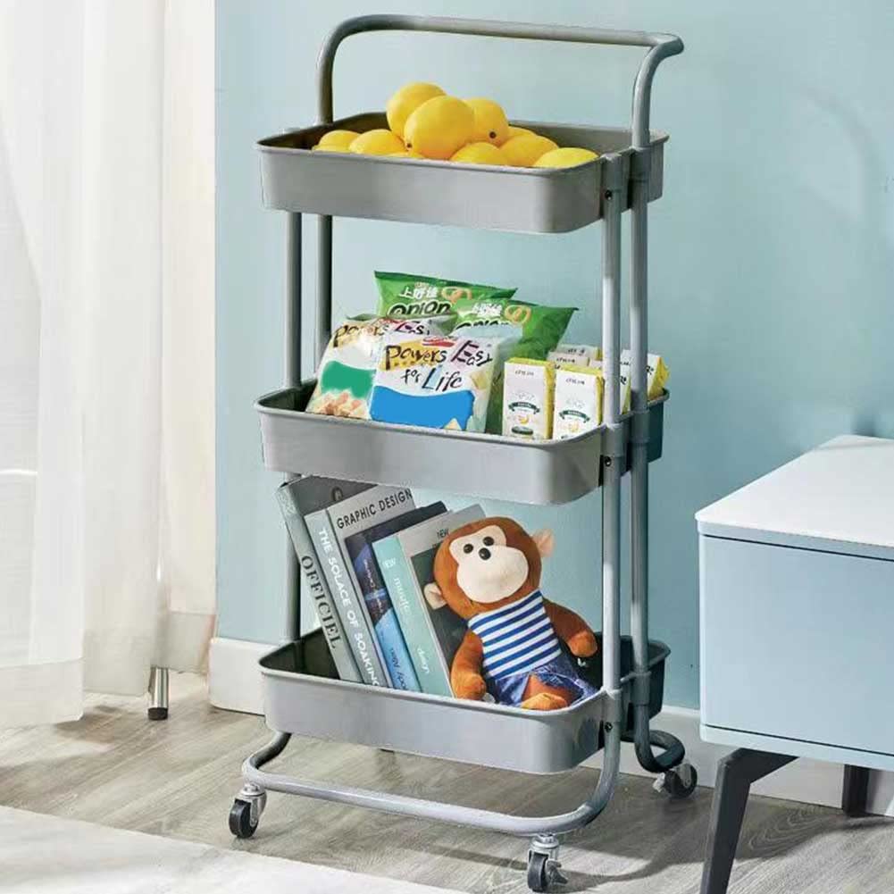 Carrello Multiuso BAKAJI 3 Ripiani - Nero Con Ruote Girevoli 360°