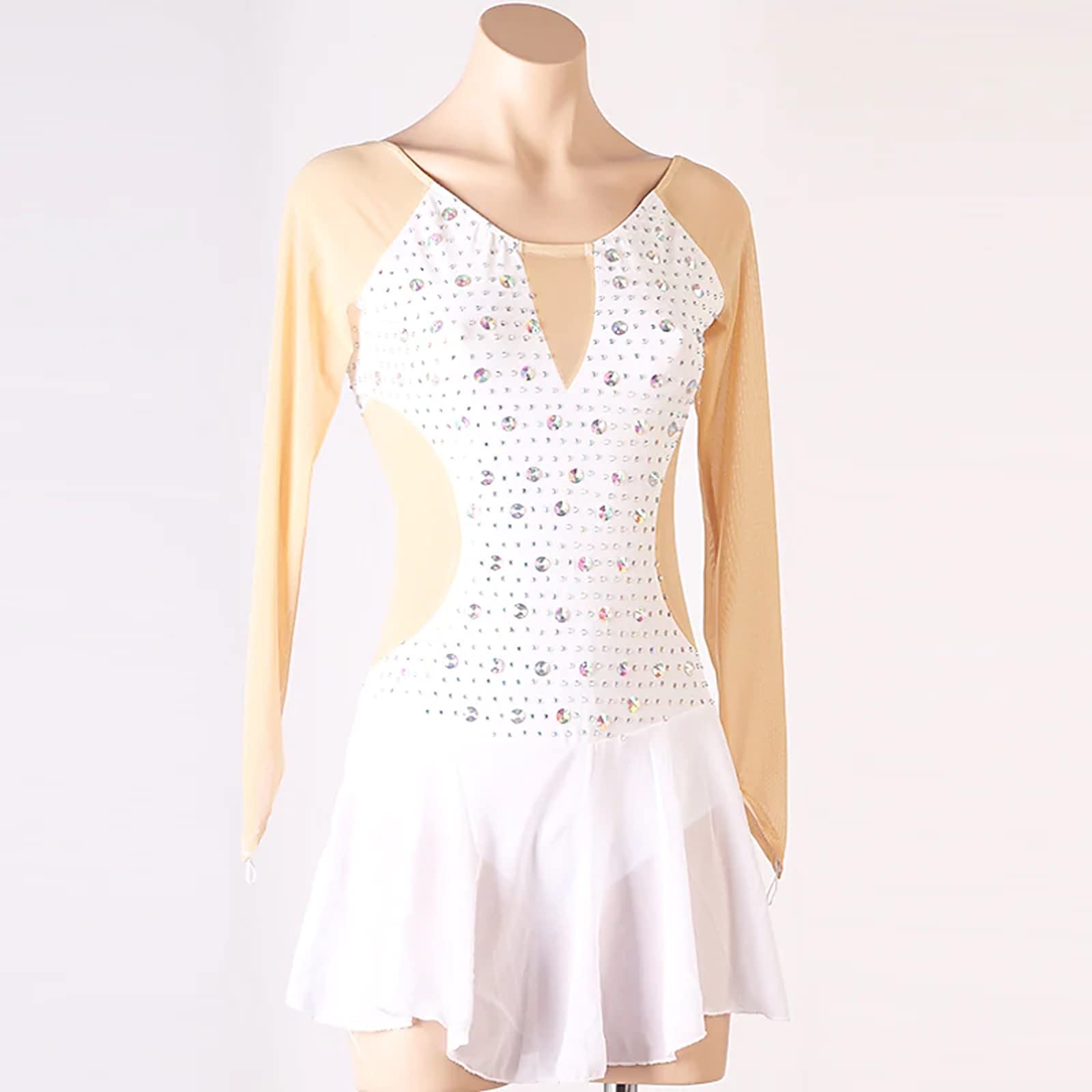 Amazon.com: HGWBFB Long Sleeves Figure Skating Dress Women's Girls' Ice  Skating Dress High Elasticity Competition Handmade Crystal, 14Years,White :  Clothing, Shoes & Jewelry