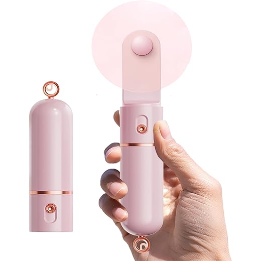 AOCOOLFAN Portable Handheld Fan, USB Rechargeable 3 Speed Personal Small Pocket Fan Travel for Girl Women Outdoor (Pink)
