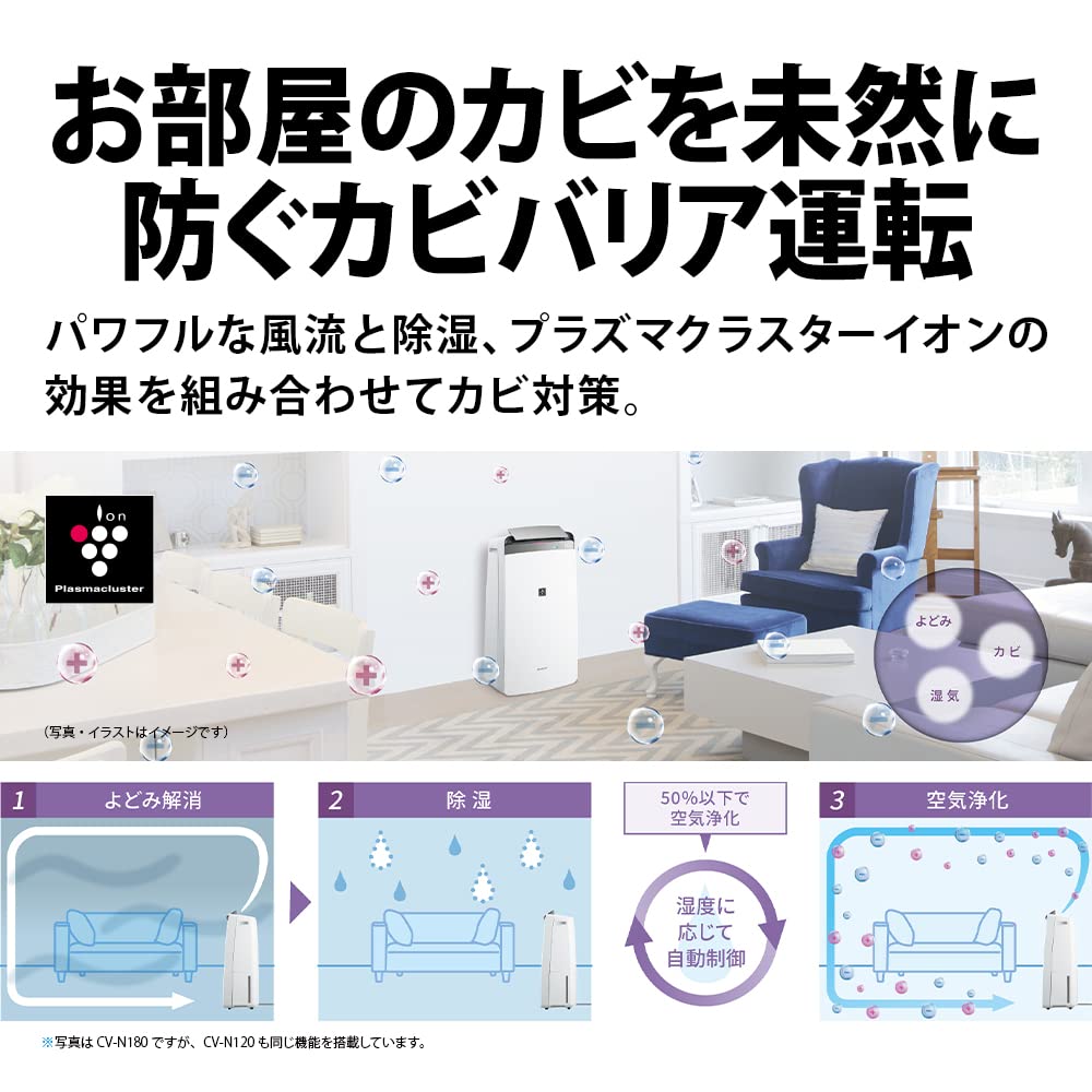 Amazon | シャープ 衣類乾燥 除湿機 CV-P120-W プラズマクラスター  