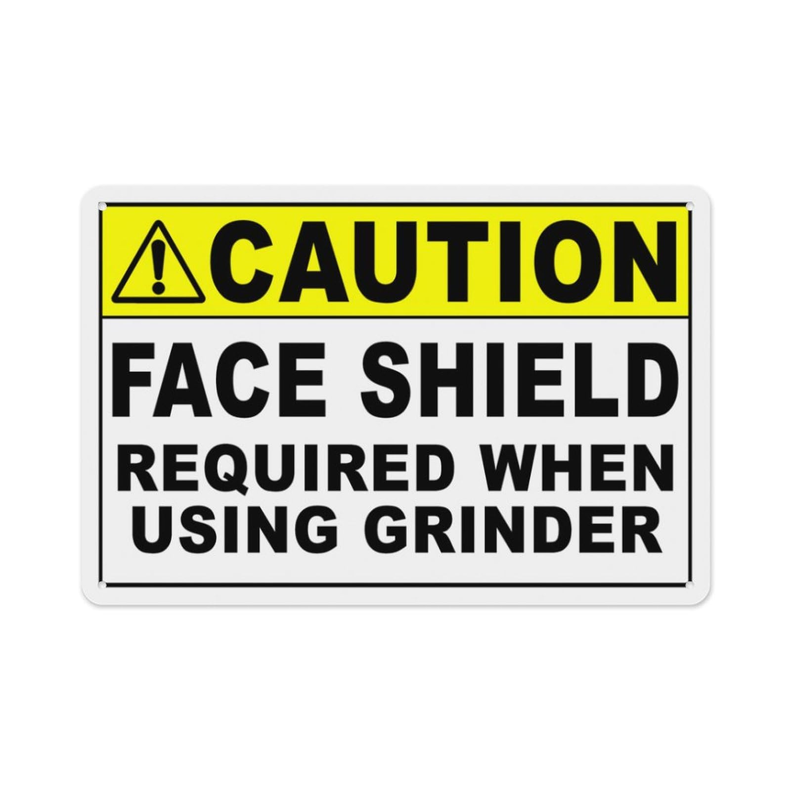peiyeety Caution Required When Using Grinder Sign Aluminum Tin Warning Signs for Home Outdoor Garden 8X12 Inches