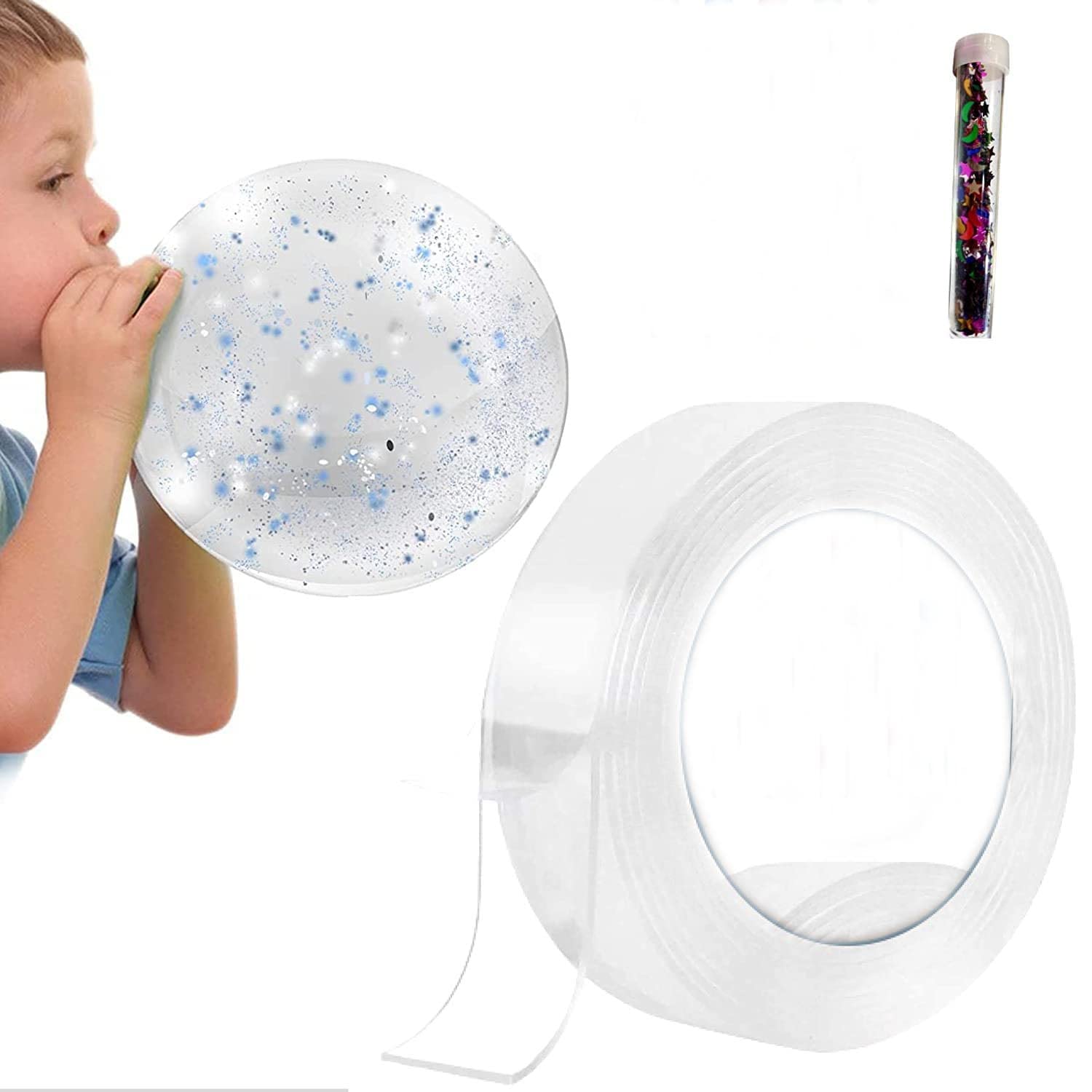 Double Sided Grip Tape Washable Adhesive Heavy Duty 3 Meter Multipurpose Traceless Strong Sticky Strips Grip With Glitter (Pack of 1)