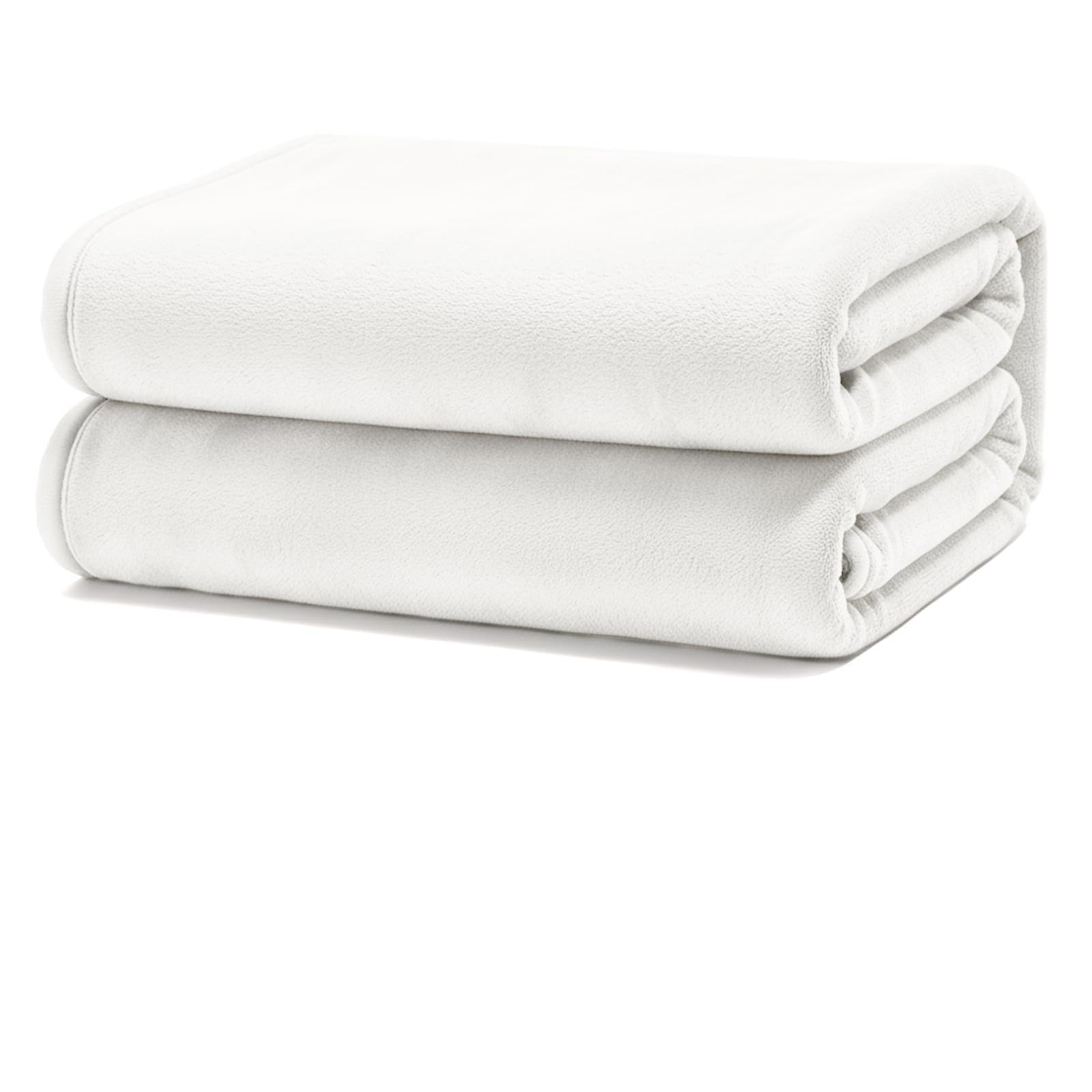 Mantas para Sofá y Cama de Franela, Super Caliente para Adulto y Niño, Suave y Acogedora Manta para Viaje, Sala de Estar, 130 x 160 cm Blanco