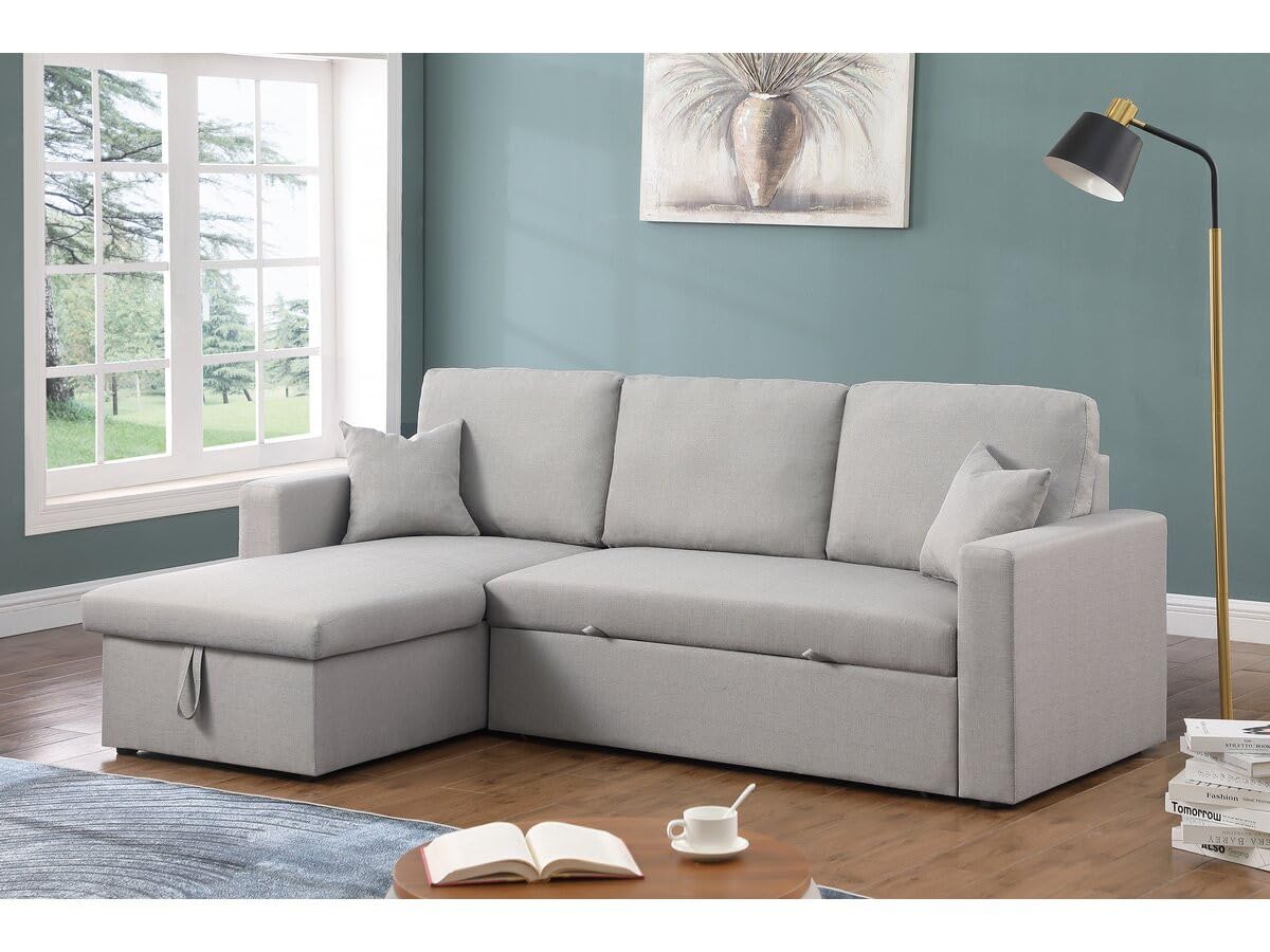 Habitat et Jardin Canapé d'angle Convertible/réversible avec Coffre Alain - 3 Places - Gris Clair