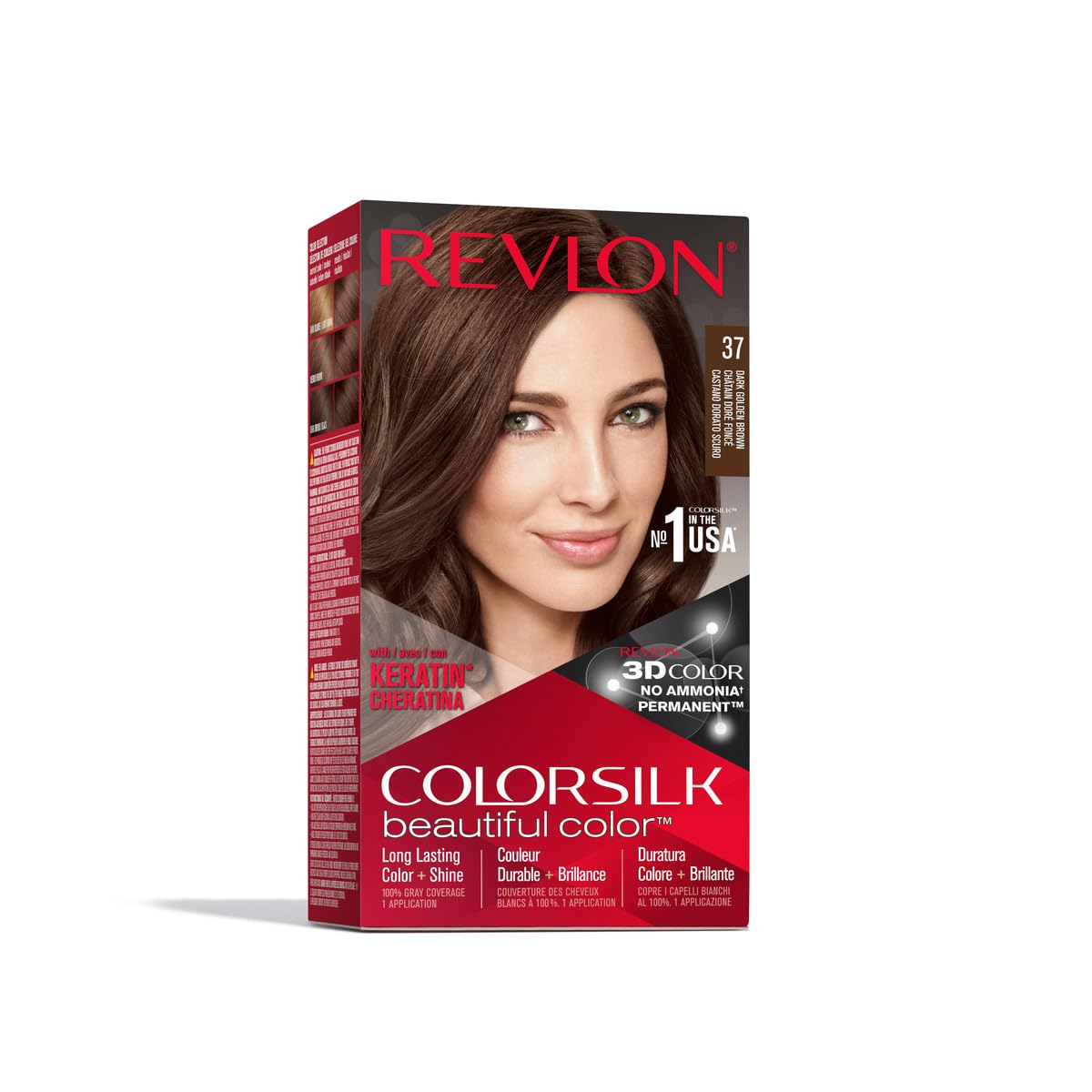 Revlon – Colorsilk Beautiful Color, Coloración Capilar Permanente, con Keratina y Aminoácidos, Color Intenso, Larga Duración, Sin Amoníaco, Resultado Natural, Tono 37 CHOCOLATE