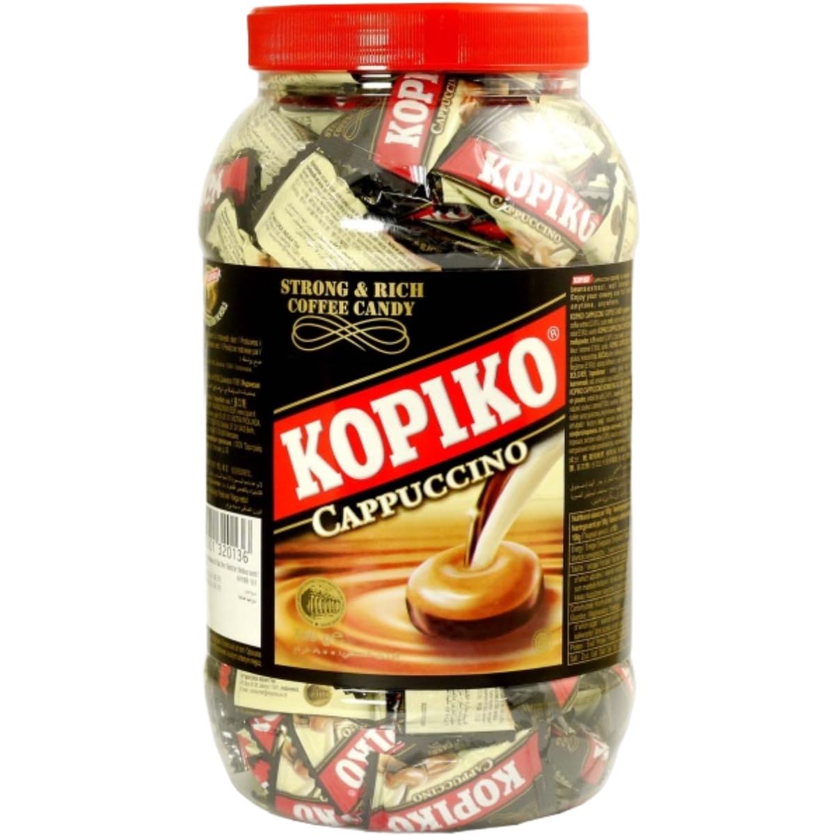 Cappuccino Candy Jar, 700g – Coffee Flavored Hard Candy, Creamy Cappuccino Taste, Resealable Bulk Jar for Home, Office, or Gifting