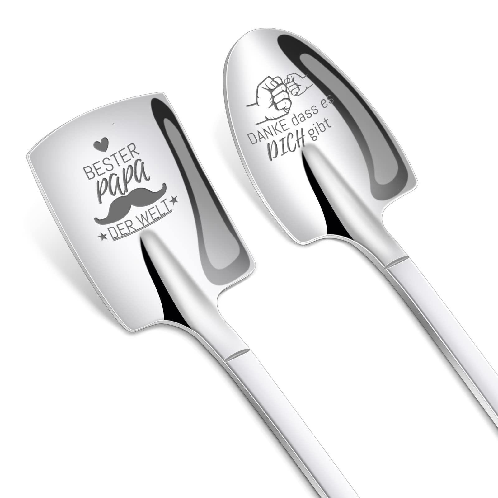 Funnli Papa Geschenk Geburtstag, 2 Stücke Eislöffel mit Gravur - Bester Papa Der Welt - Vatertag Geschenke für Papa, Vatertagsgeschenke Geburtstagsgeschenk für Papa von Kindern