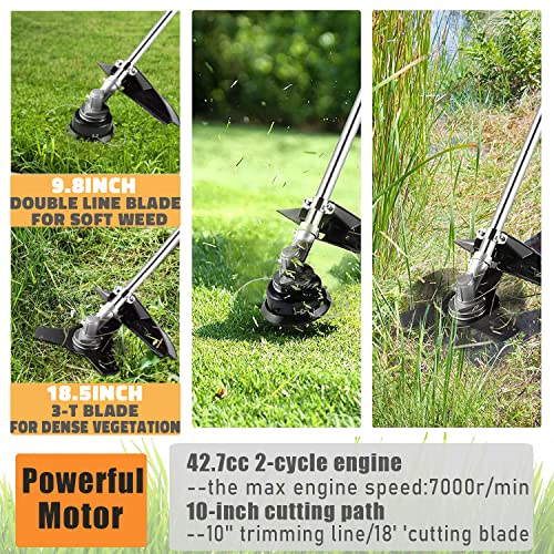 String Trimmer/Edger, 42.7Cc Gas Weed Eater With 16" Cutting Path, Starter Handle & Shoulder Strap Included #TOP1