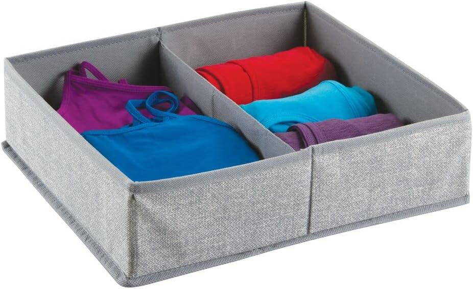 mDesign Fabric Storage Box for or Drawers 2 Compartments in