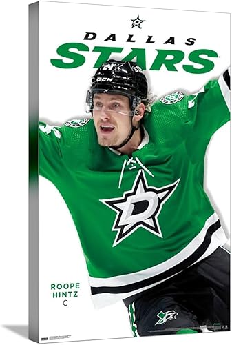 Trends International NHL Dallas Stars Roope Hintz Feature Series 23 Póster de pared, 14.72 x 22.37 pulgadas, lienzo estirado
