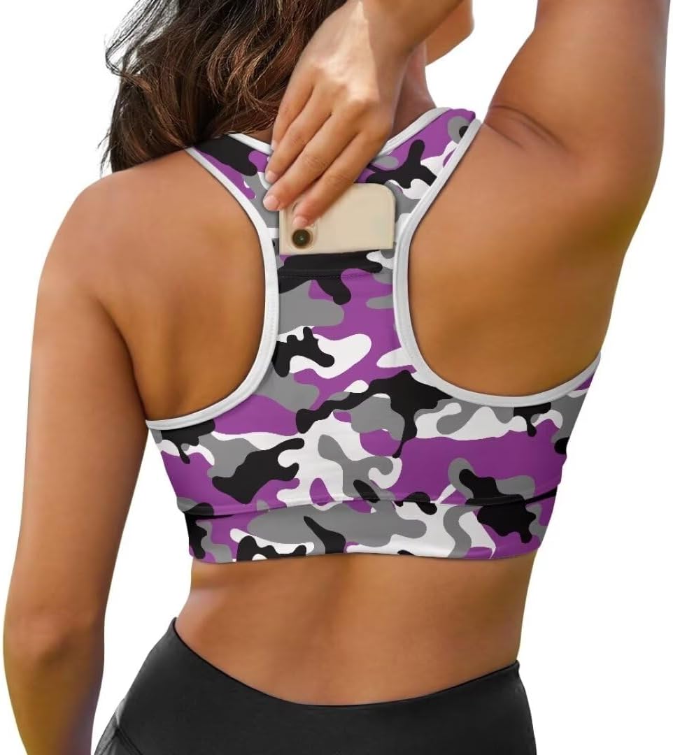 Sport Bra Tank Top for Women,Seamless Yoga Sport Bras Floral Padded Racerback Running Bra