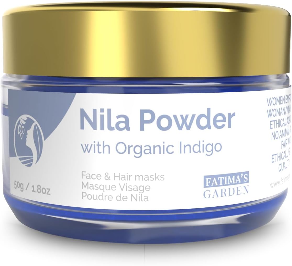 Fatima's Garden Pure Nila Indigo Powder 50g - Natural Moroccan Face & Hair Care Powder for Exfoliating and Moisturizing