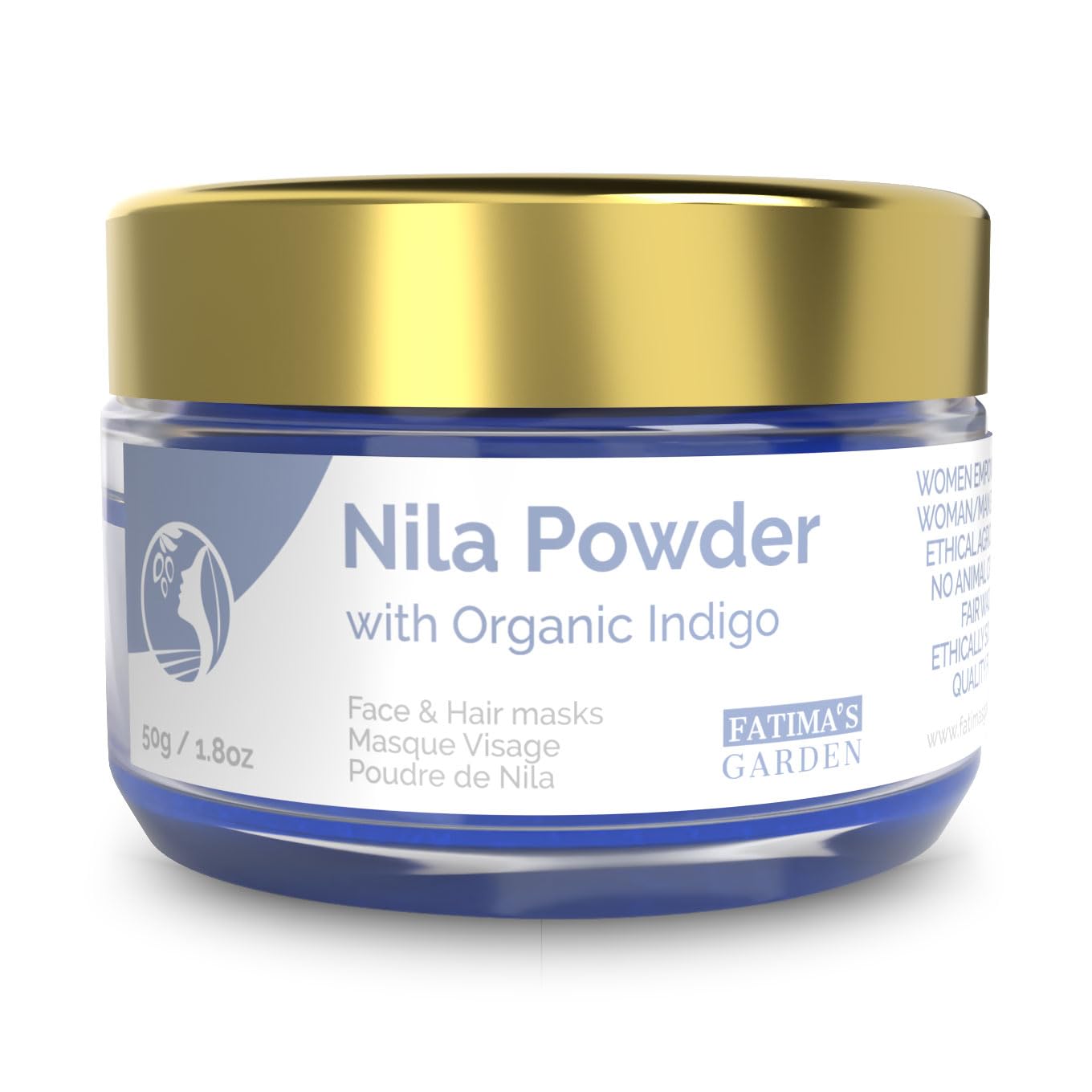 Fatima's Garden Pure Nila Indigo Powder 50g - Natural Moroccan Face & Hair Care Powder for Exfoliating and Moisturizing