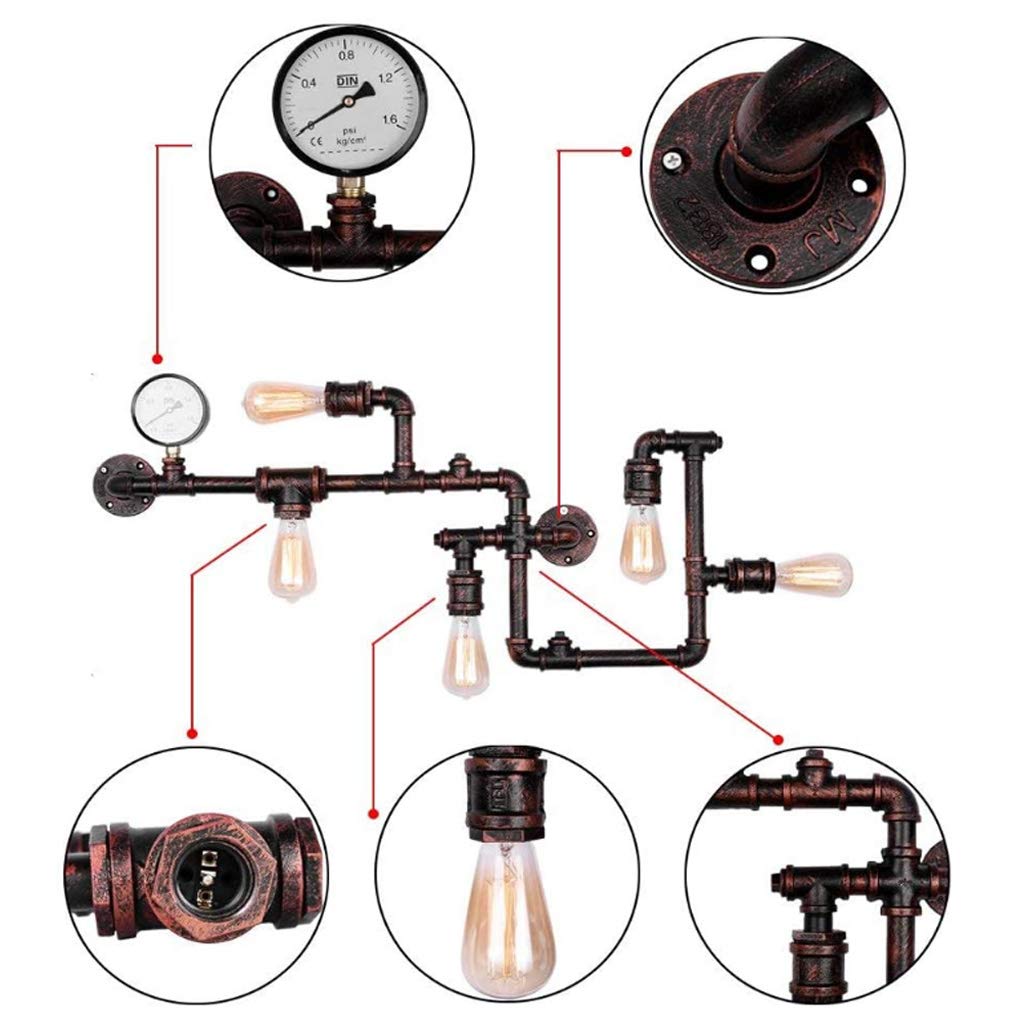 Retro Industriële Wandlamp Met Waterleiding - Metalen Bar en Slaapkamer Bedlampje - E27 Fitting [Energieklasse A ],D