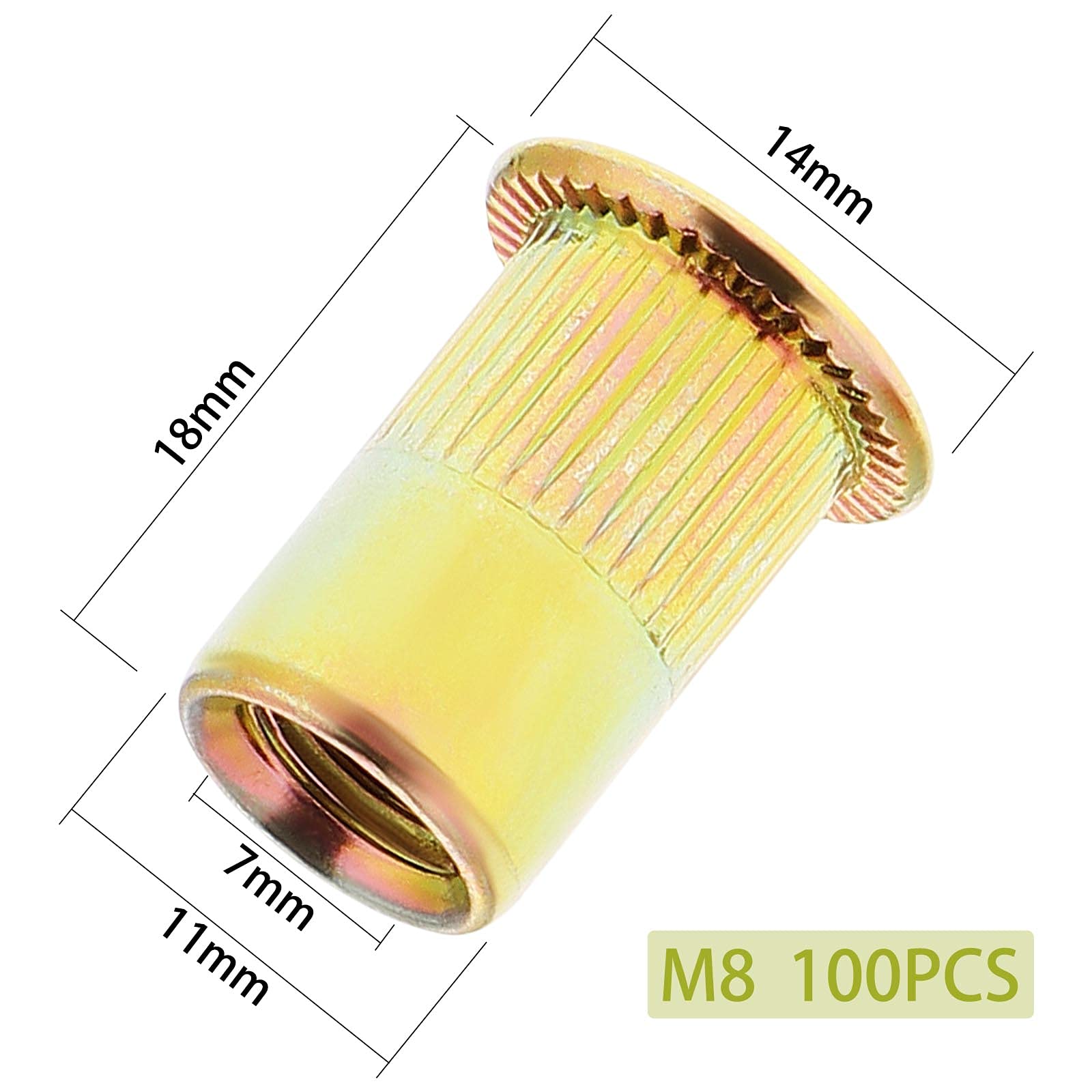 50Pcs M8 Rivet Nuts, 304 Stainless Steel Flat Head Martinique