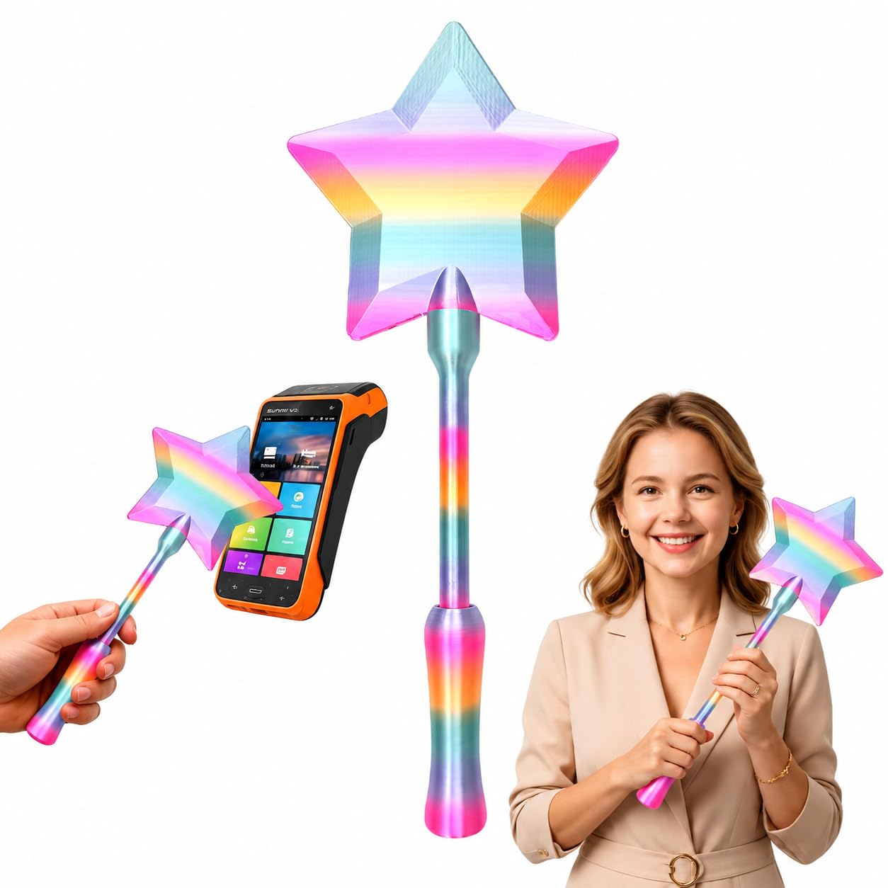 nezafly Credit Card Wand 3D Printed Magic Fairy Wand Card Holder Star Tap To Pay Payment Fun Contactless Prop for Adults Cosplay Magicians Performers Raves Parties Pranks Shopping
