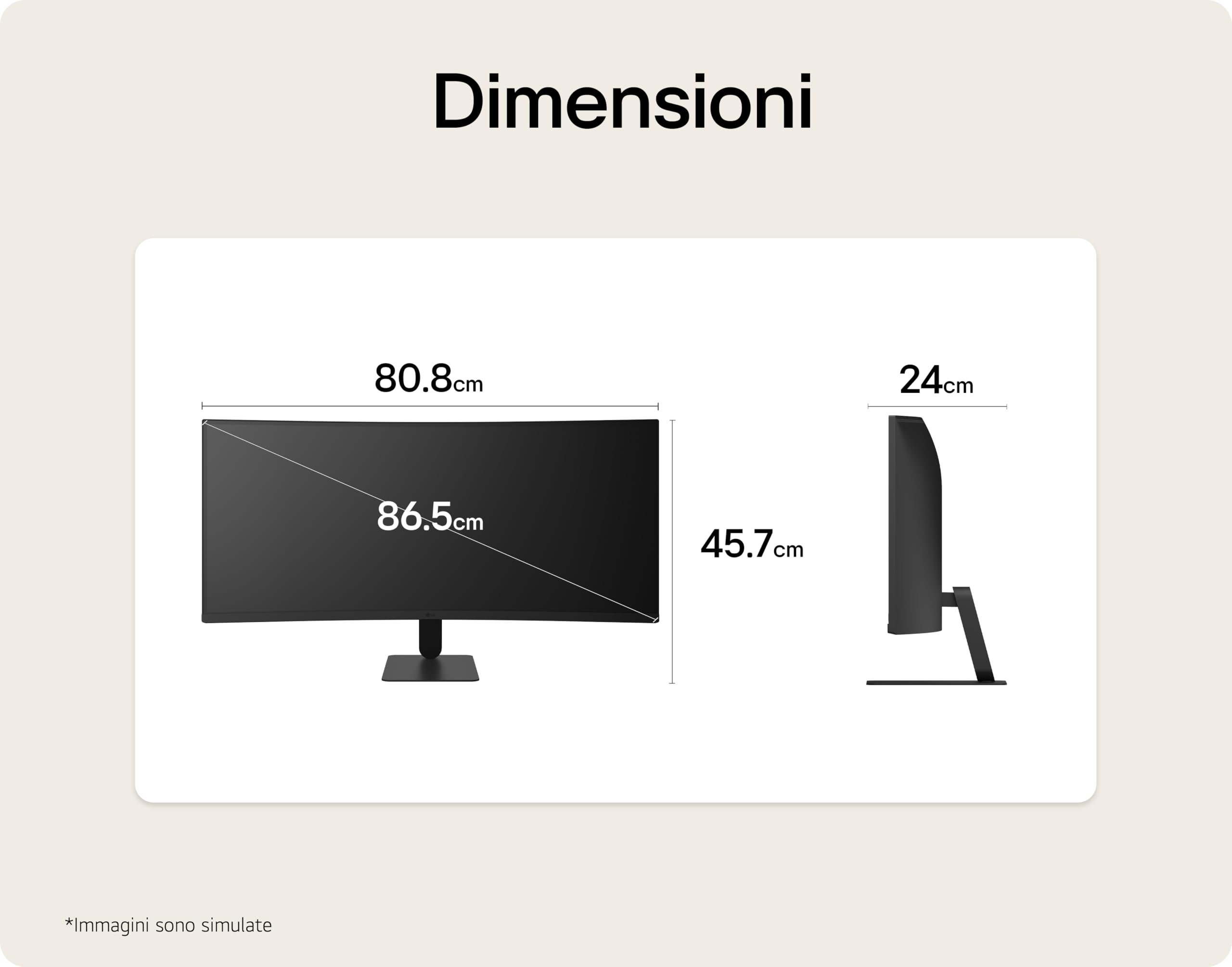 LG 34U601B Monitor UltraWide Curvo 34" WQHD (3440x1440), 120Hz, HDR10, sRGB 99%, FreeSync, HDMI 2.0, DisplayPort 1.4, Design Borderless 21:9, Nero