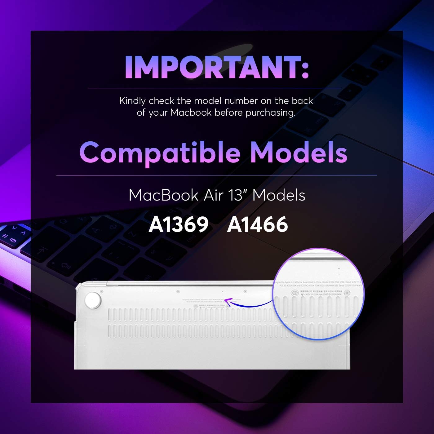 HDE Clear Plastic Hard Shell Case for Apple MacBook Air 13 inch (Models: A1369 / A1466), Crystal Clear