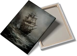 Vintage Ship Storm Painting,Moody Antique Coastal & Ocean Aesthetic,Dark Academia Decor,Nautical Wall Art,Vintage 19th Century Seascape Print,Maritime Art 8x12inch Framed Art