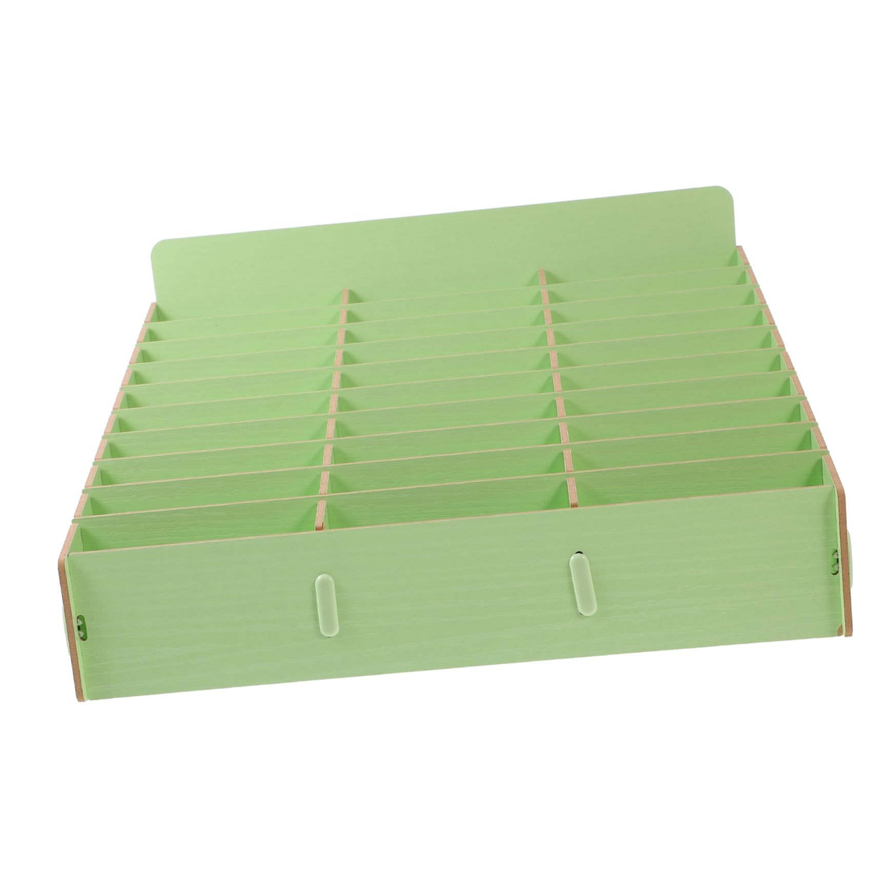 Operitacx Caja de Gestión de Madera Verde Múltiples Compartimentos | Organizador de Escritorio para Oficina y Salón, Apto para Pequeños Objetos y Mandos a Distancia, Estilo Rústico