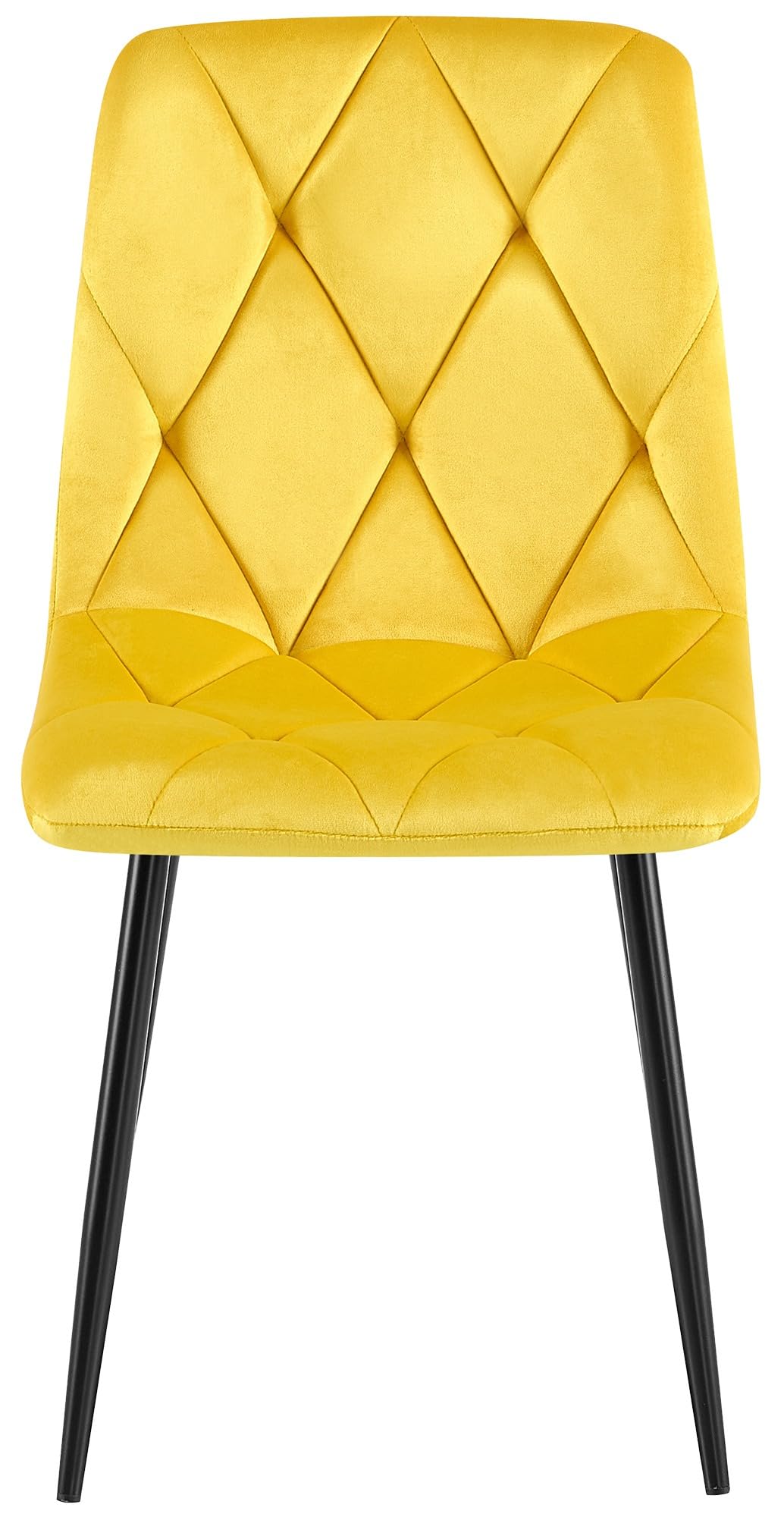 CLP Sedia da pranzo set di 2 Clairton, sedia imbottita con rivestimento trapuntato, struttura in metallo nero, supporto fino a 150 kg Colore:giallo;Materiale:Velluto