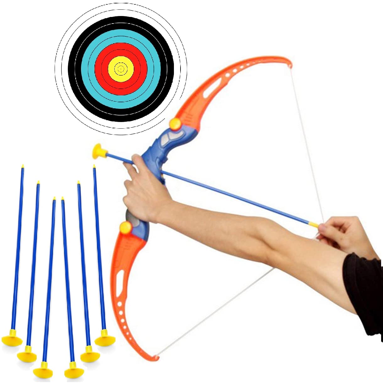 Amitasha Plastic Bow and 6 Arrow Toy Archery Target Game Play Set for