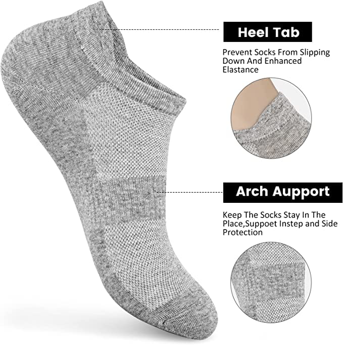 Image of brookhaus Women Low Cut No Show Running Socks 6 Pairs - Cushioned Arch Support, Moisture Wicking Athletic Ankle Socks