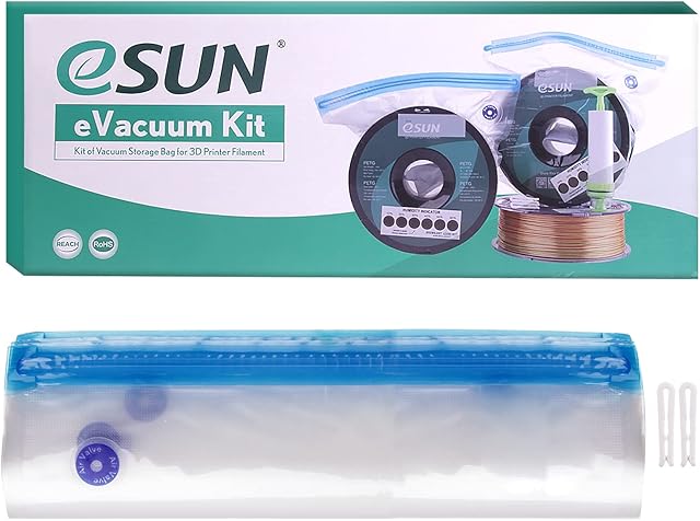 eSUN 15pcs 3D Printer Filament Vacuum Compression Storage Bag, Compress and Remove Air to Prevent Humidity, Reusable Filament Moisture Proof Dry Vacuum Sealed Bag for PLA ABS Filament Storage