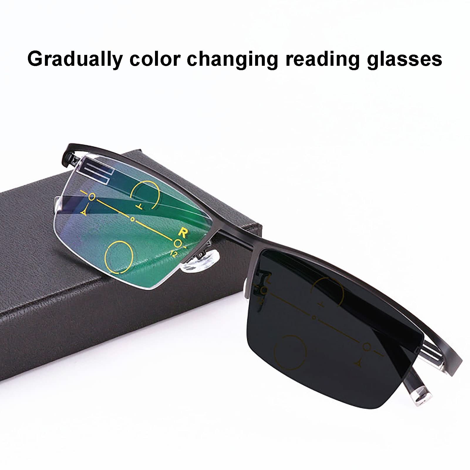 Gafas De Lectura, Gafas Presbicia, Anteojos con Estilo De Uso Dual Lejano Y Cercano Progresivo Anti-Azul, Anteojos Antideslumbrantes/UV, Medio Marco (Color : Black, Size : +2.5)