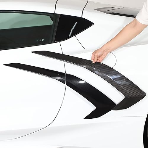 Miniatura 3 de Cubierta de salida de aire exterior de fibra de carbono 100% real para Chevrolet Corvette C8 2020-2023, accesorios de ventilación lateral de