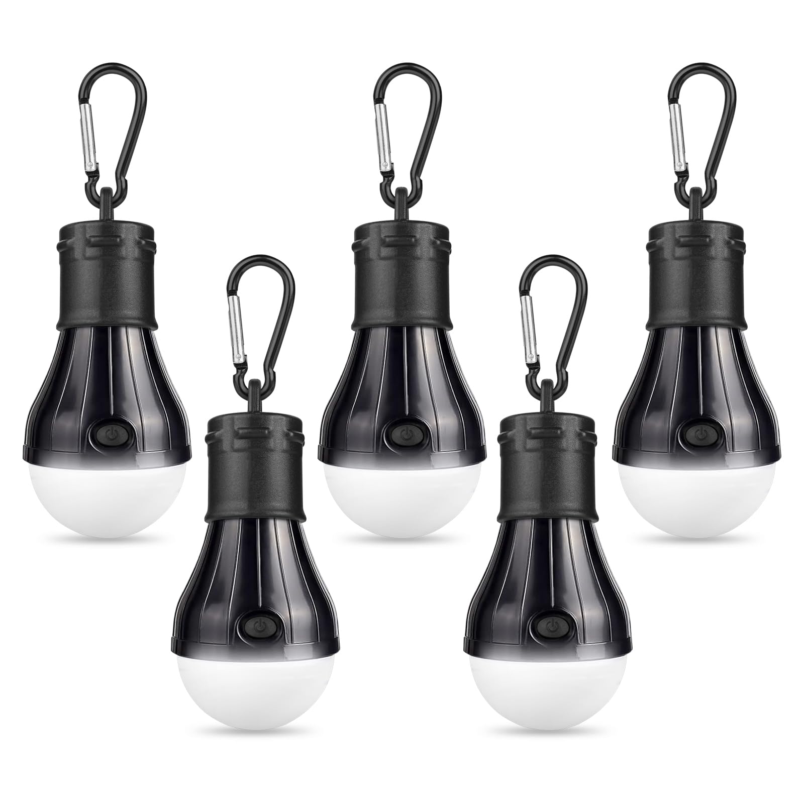 Flintronic 5 Stücke Campinglampe, LED Camping Lampe LED Camping Laterne Zeltlampe Glühbirne , Camping Licht mit Karabiner, Notlicht , Camping Lampen für Abenteuer, Angeln, Stromausfall Wasserdicht