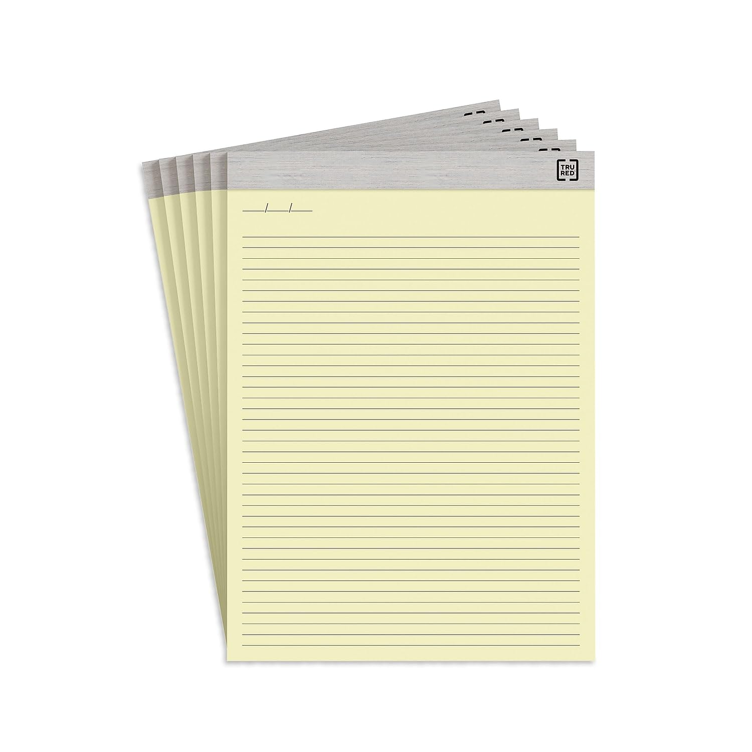 TRU RED Notepads, 8.5-inch x 11.75-inch, Narrow Ruled, Canary, 50 Sheets/Pad, 6 Pads/Pack