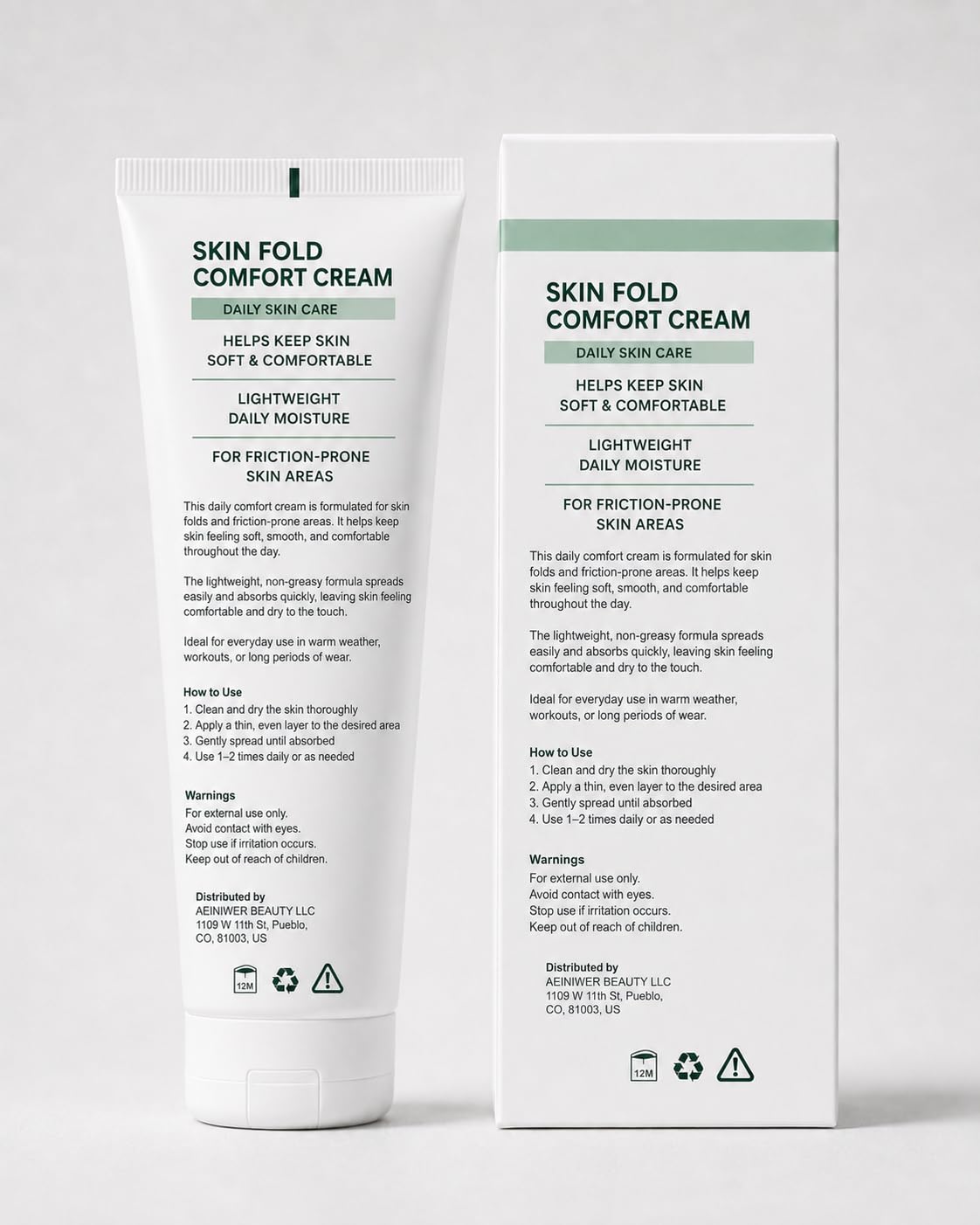 Skin Fold Comfort Cream, 2 Oz, Anti-Friction Skin Fold Care | Soothing Anti-Friction Barrier For Skin Folds, Body Paste for Chafe-Prone Areas, Under Breast Inner Thigh and Groin