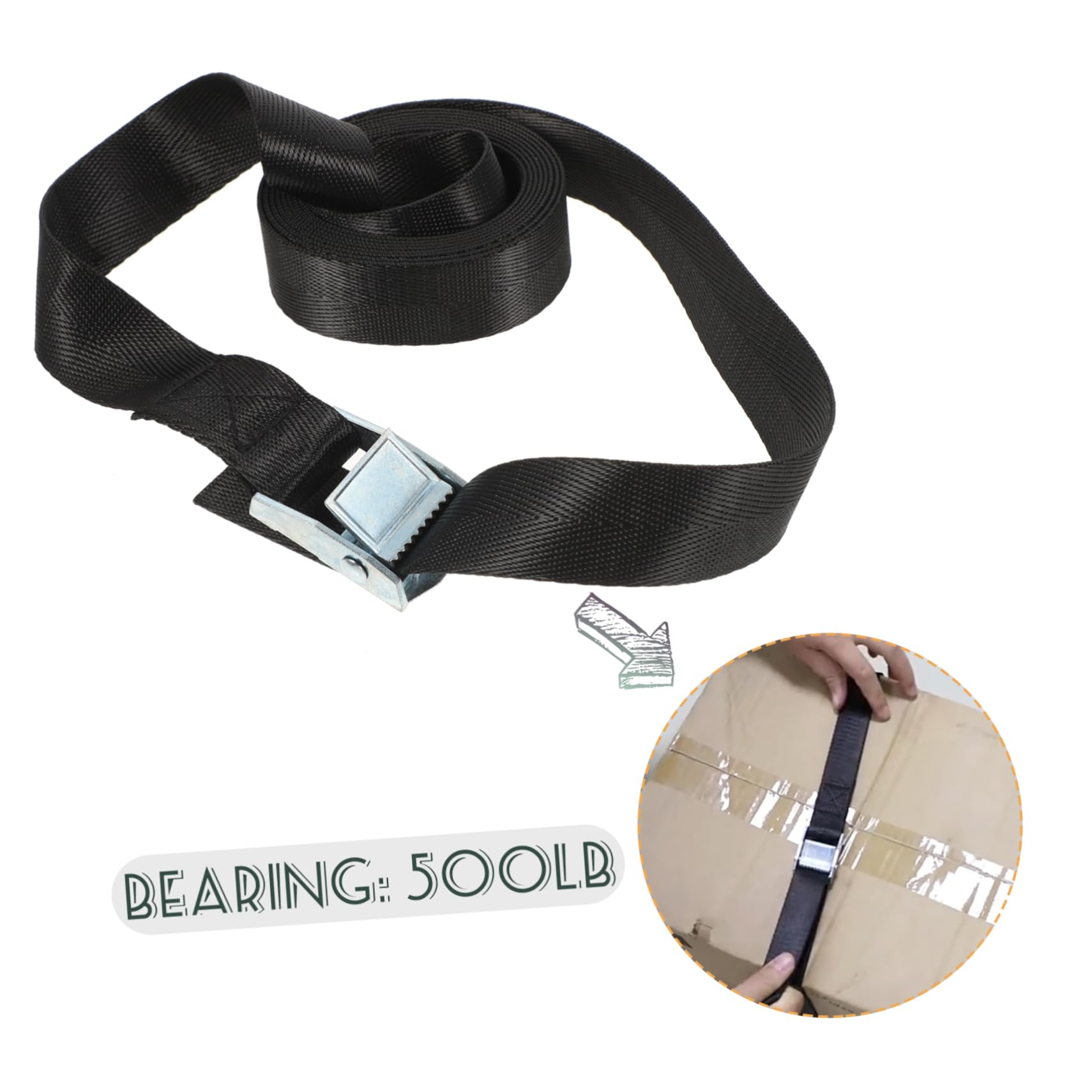 Cabilock 4pcs Heavy Duty Tie Down Straps with Cam Buckle Bungee Cord for Cargo Luggage Kayak Truck Trailer Canoe and Bike Rack Breaking Strength