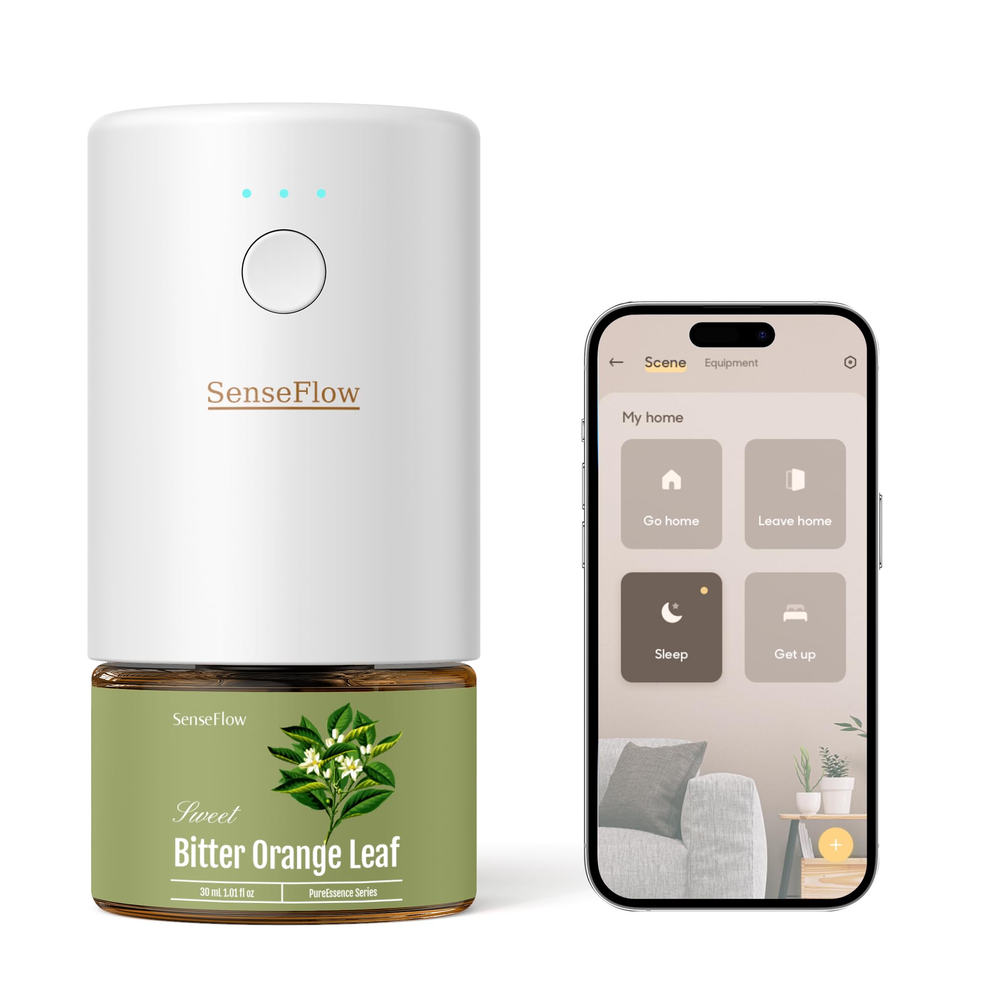 SenseFlow Aroma Diffuser for Essential Oils Smart Wi-Fi SF101S Pro, Waterless Ultrasonic Fragrance Plug, Room Fragrance, White, No Oils