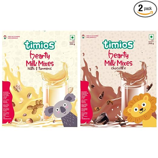 High Protein Nuts & Turmeric & Chocolate Swirl Milk Mix | No Sugar | Supergrain Blend of Oats | Organic Jowar | 250g Each | Pack of 2