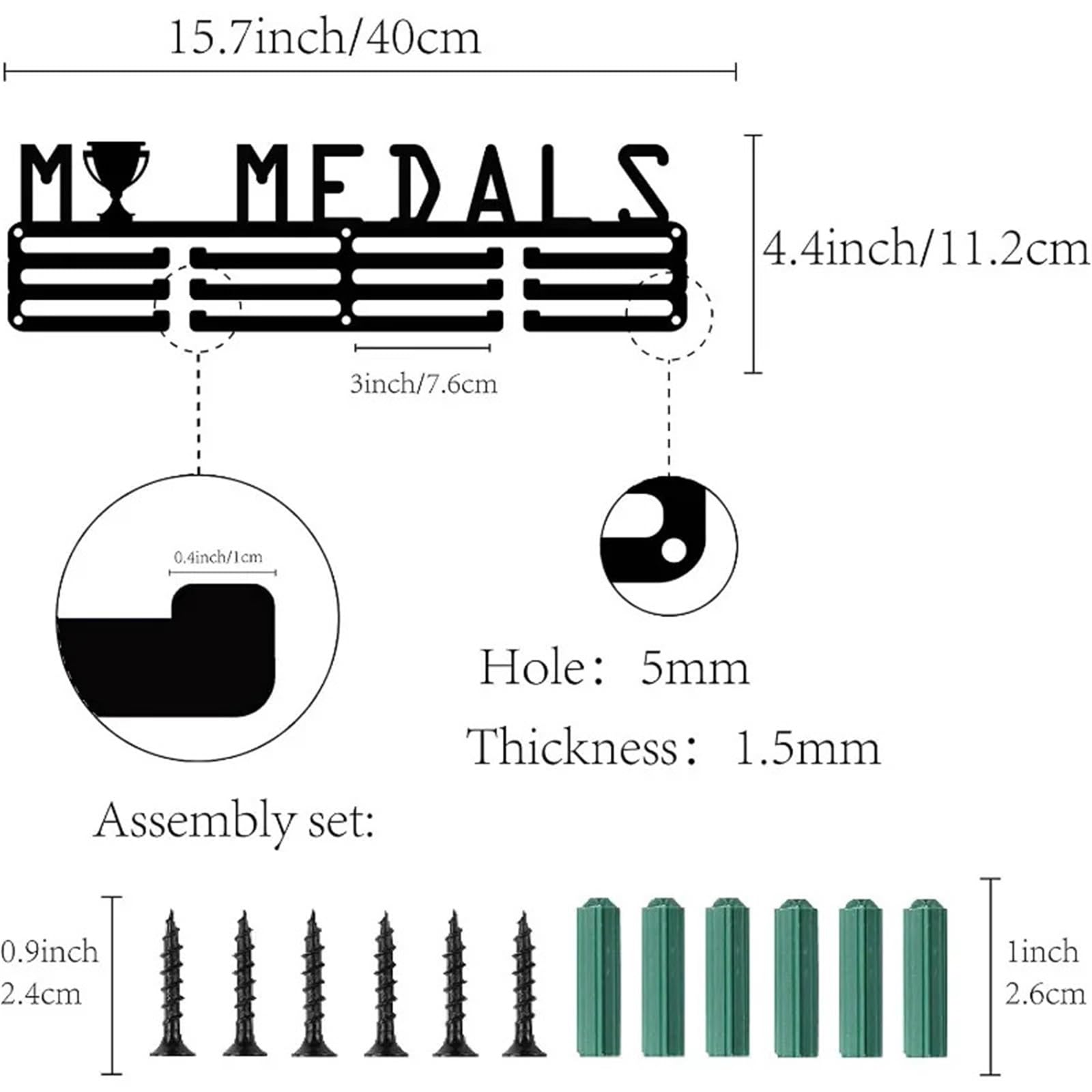 Soporte de exhibición de medallas, Colgador de medallas, Estante de exhibición de trofeos, Marco de premios, Montaje en Pared de Metal para Exponer Medallas(Style 05)