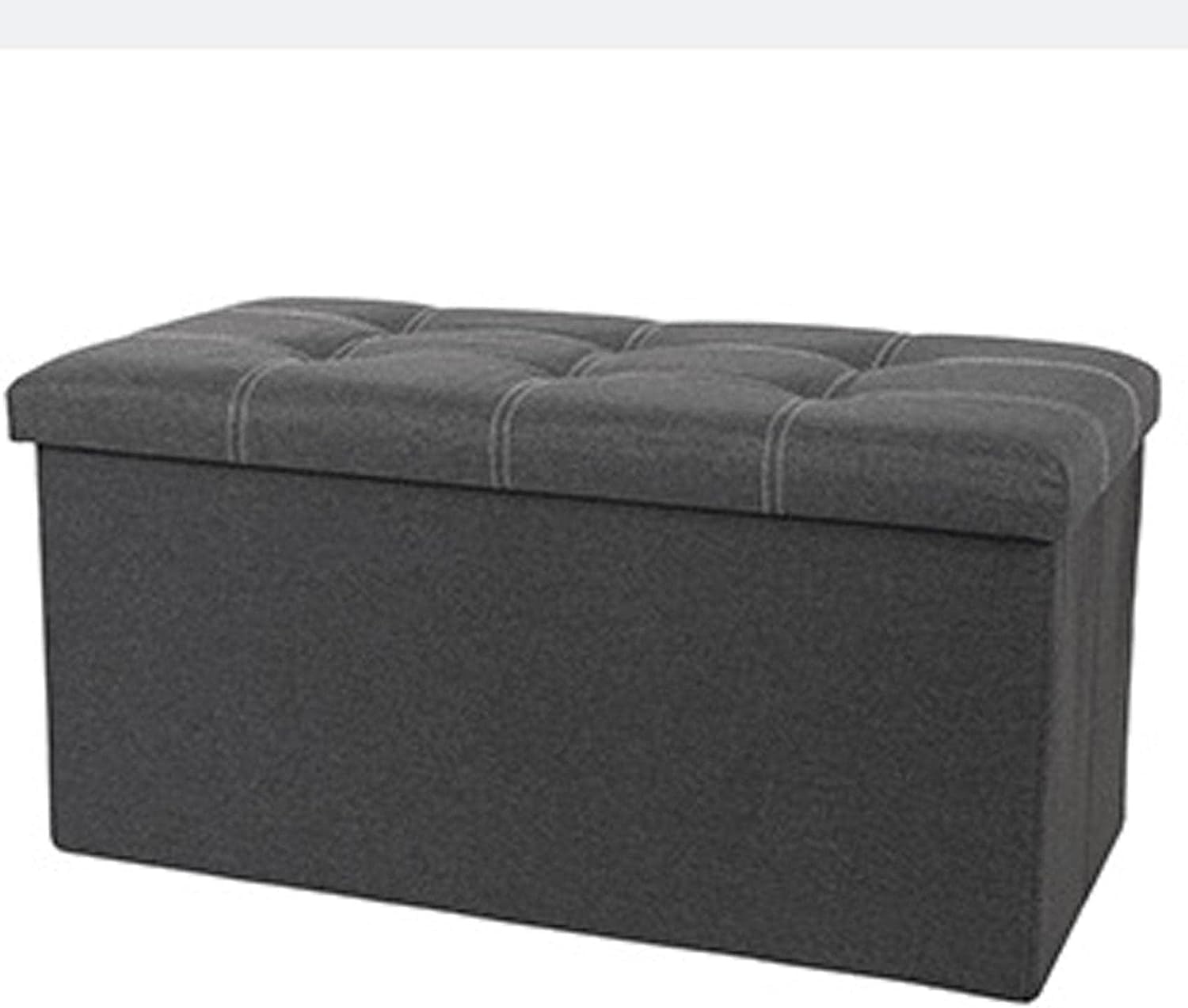 Tabourets de pied rectangulaire en coton lin gris avec couvercle rabattable