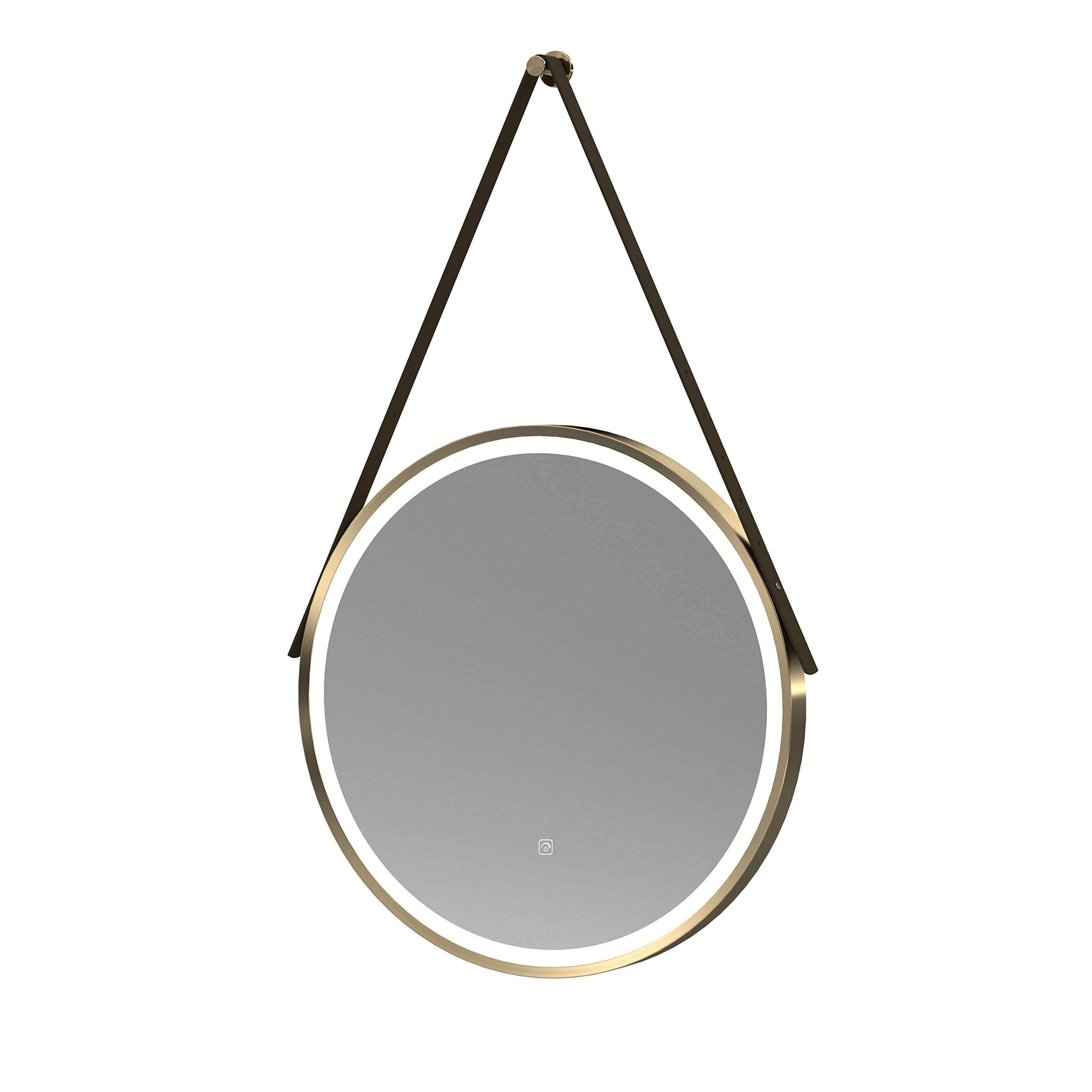 Nuie Brushed Brass Lq712 Salana Modern Bathroom Wall Hung Framed Led Touch Sensor Mirror,