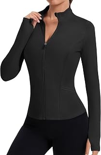 Women's Athletic Jackets Cropped Long Sleeve Workout Tops Yoga Zip Up Jackets Gym Tops Golf Shirts