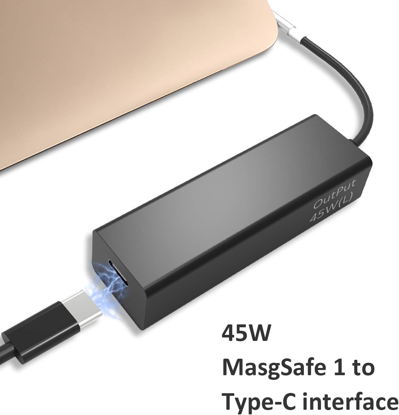 USB C Adapter Compatible with MagSafe 1 (L-Tip) Output 45W, Dreamvasion Type C Charging Converter Compatible for MacBook Air A11237 / A1269 / A1270 / A1304 / A1369/A1370, Support 87W/61W Power Adapter