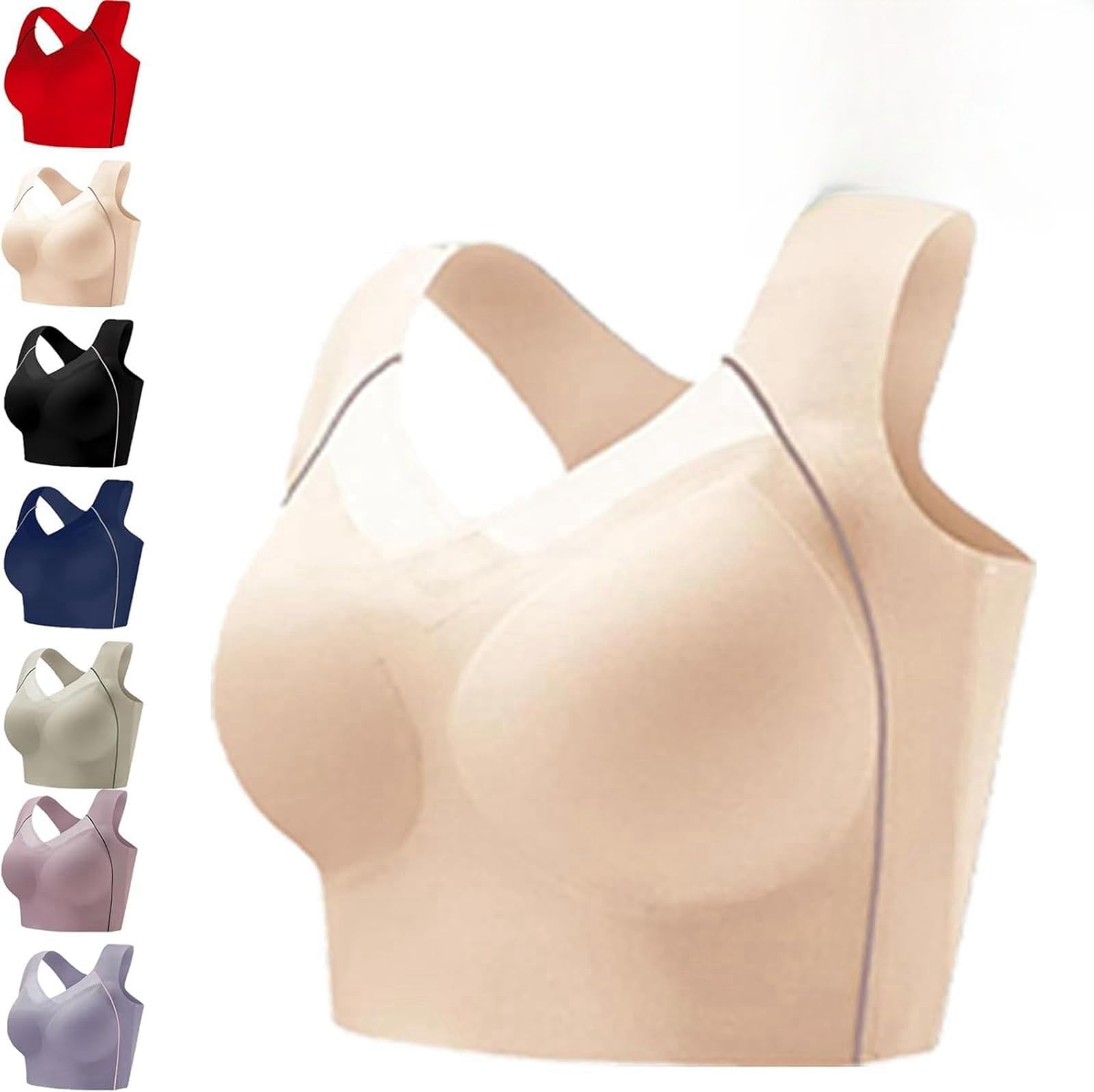 Liketonline Push-Up Full Cup Bra, Push up Full Cup Pads Large Size Breathable Bras, Wire Free Push-Up Bra, Back Support Bra (Skin,4XL)