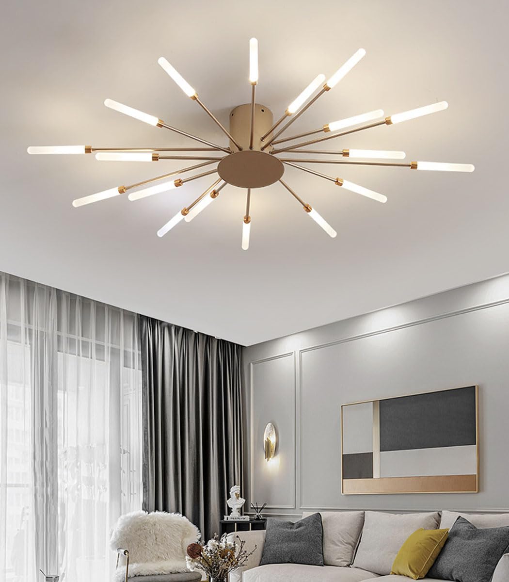 KXEcoLife Dimmable Modern LED Ceiling Light, 42 Heads Acrylic Fixture for Restaurant, Bedroom, Living Room, 3000-6000K Color Temperature, Firework Design (, 20 Lamp Heads)